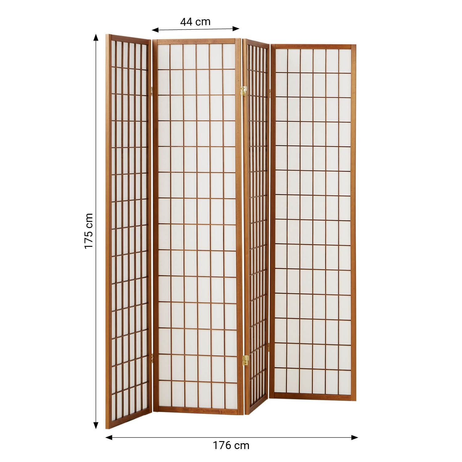 Paravent Light Brown Shoji Rice Paper White | 4-panel | Wood | Room Divider Partition Privacy Screen