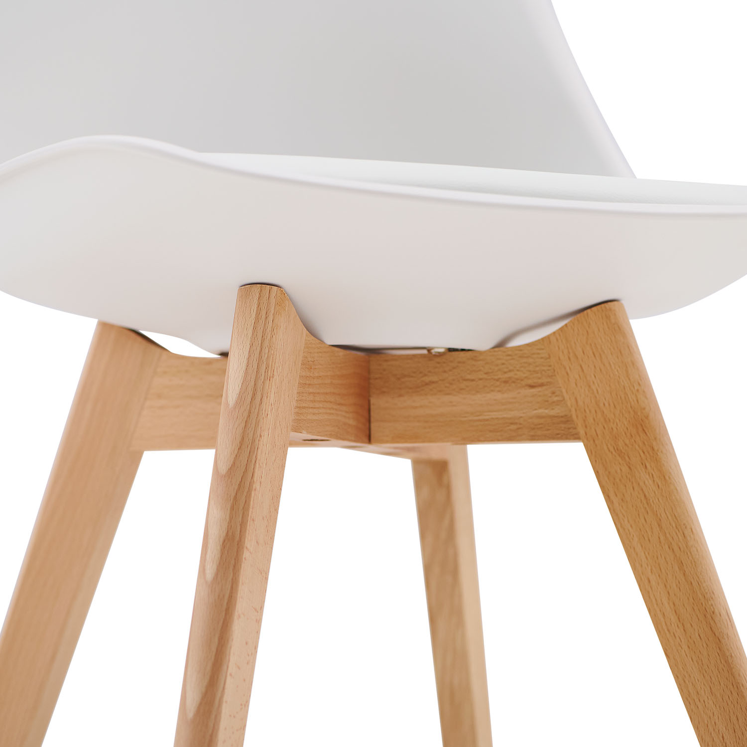 Dining Set (5-Piece): 120x80 cm oak extendable dining table with 4 white plastic chairs and wooden legs