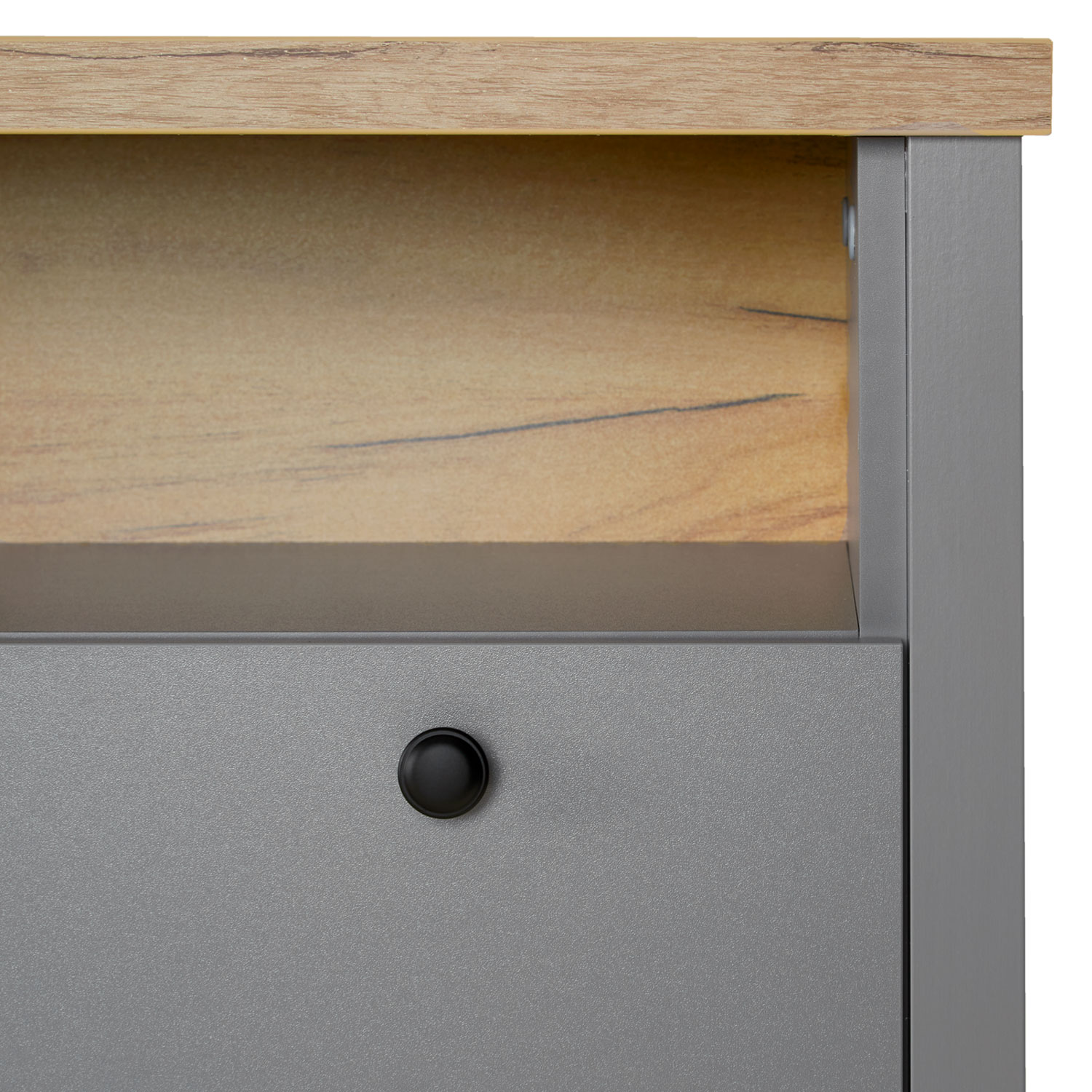 Chest of Drawers Sideboard Grey 166.5 cm Wood Solid Cupboard with 3 Drawers Highboard Living Room Cabinet