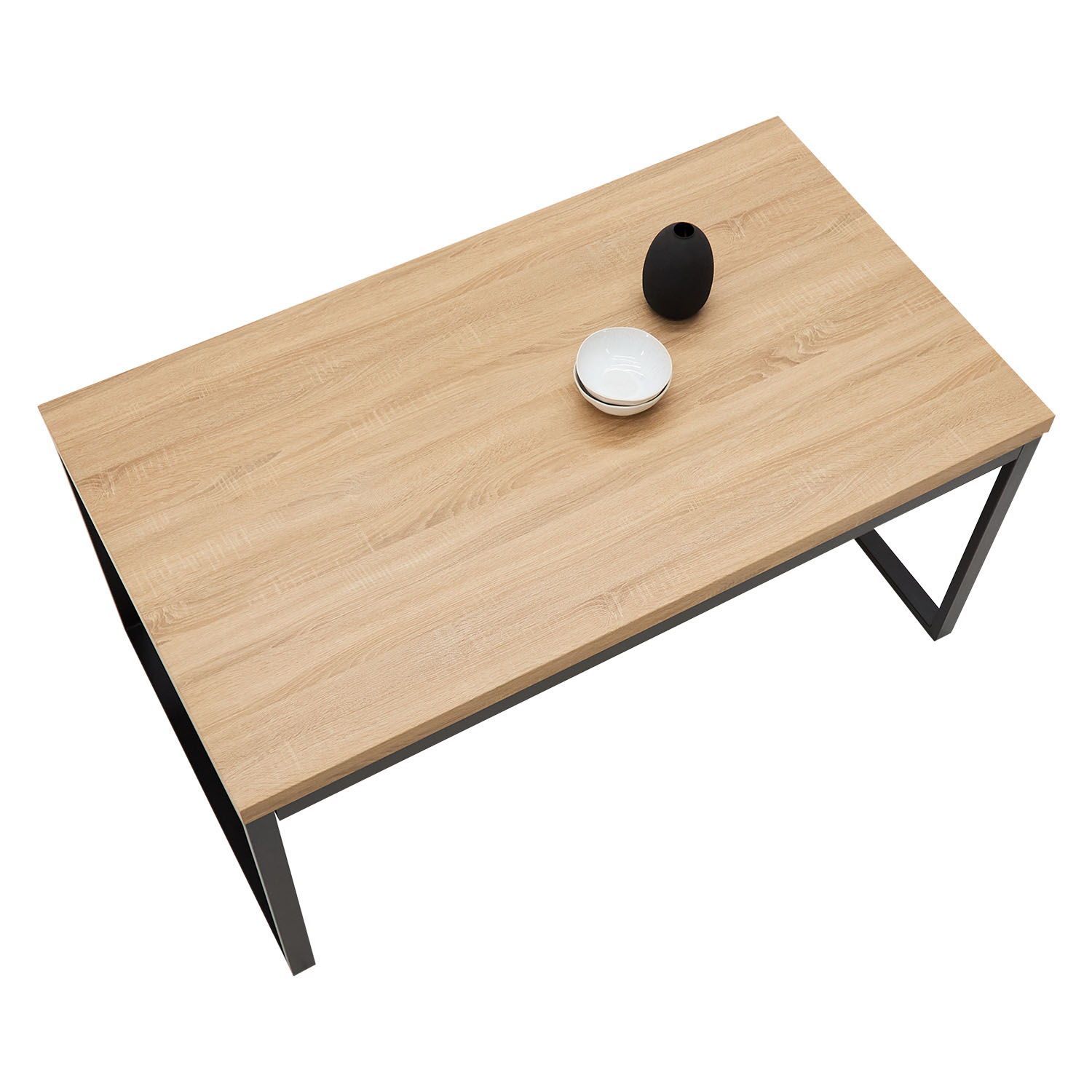 Modern Dining Table Kitchen Table Wooden Table 160x90 cm Oak Black Metal 6 Seater