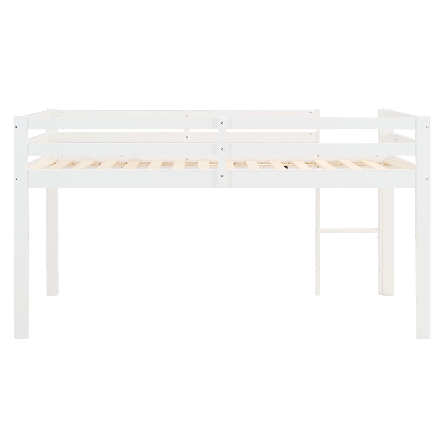 Children's loft bed, 90x200 cm, white with black curtain | includes slatted base