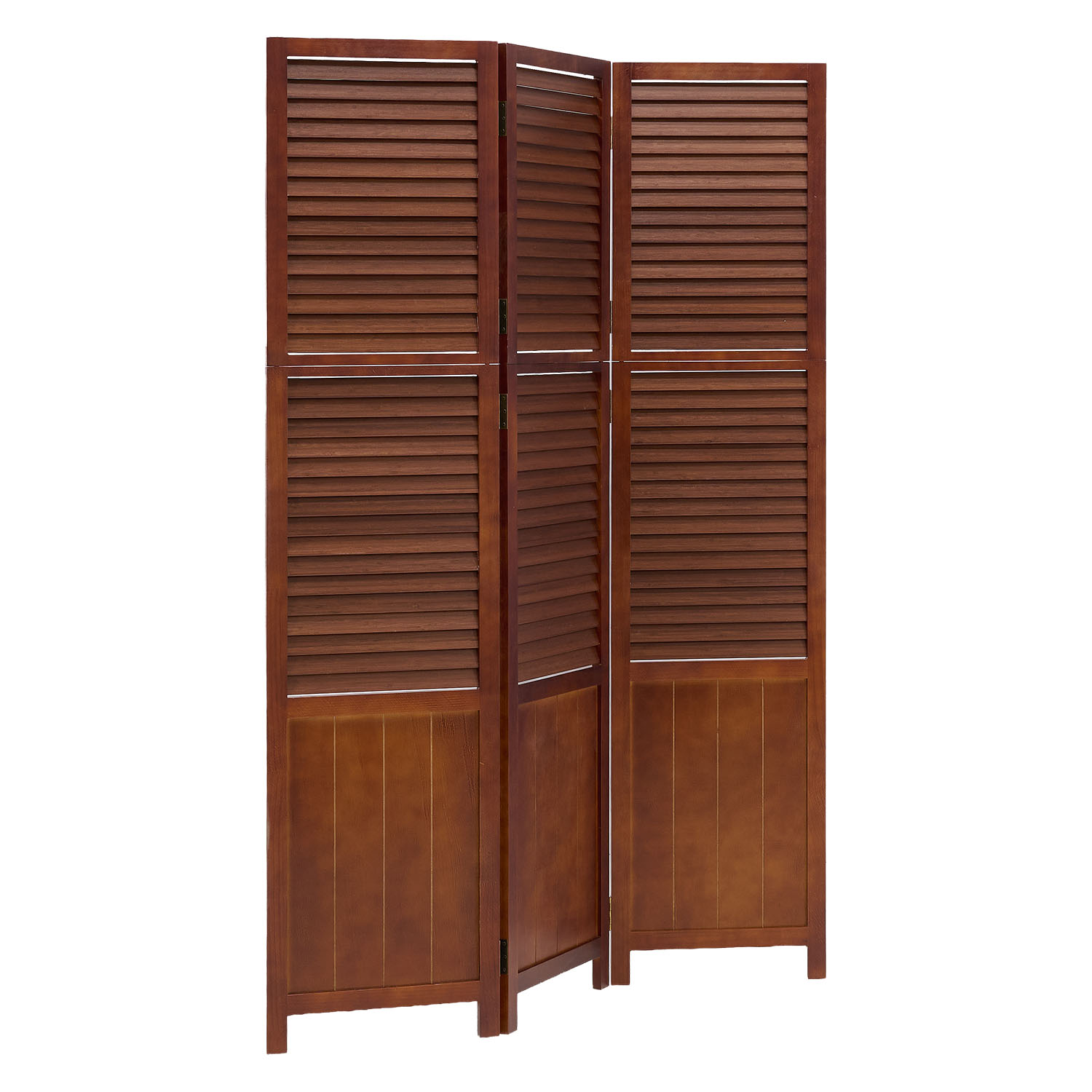 Paravent Brown Wooden Slats | 3-panel | Wood | Room Divider Partition Privacy Screen