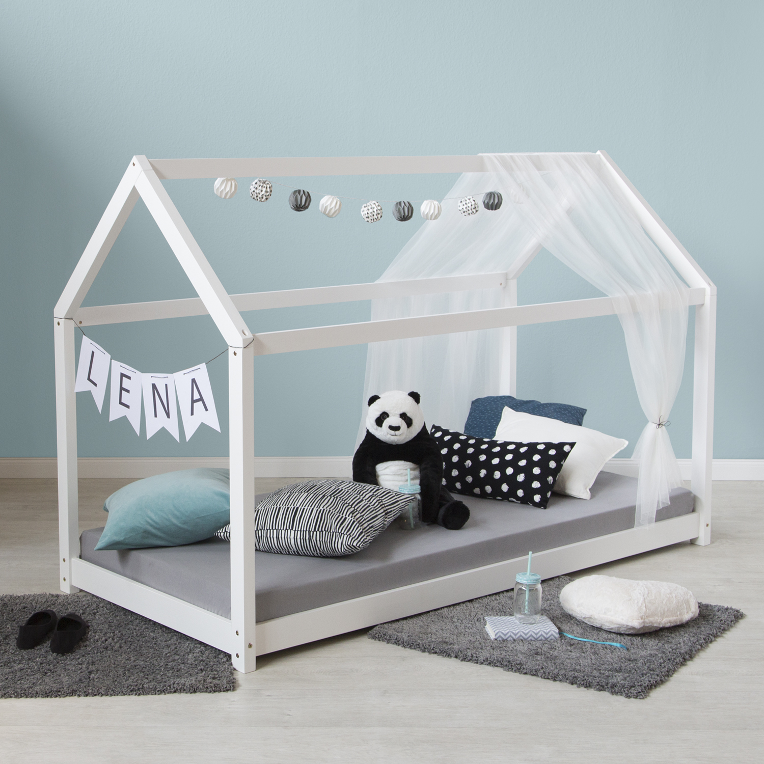 lit d'enfant lit d'enfant maison maison de jeu lit en bois lit en bois blanc 90 x 200cm