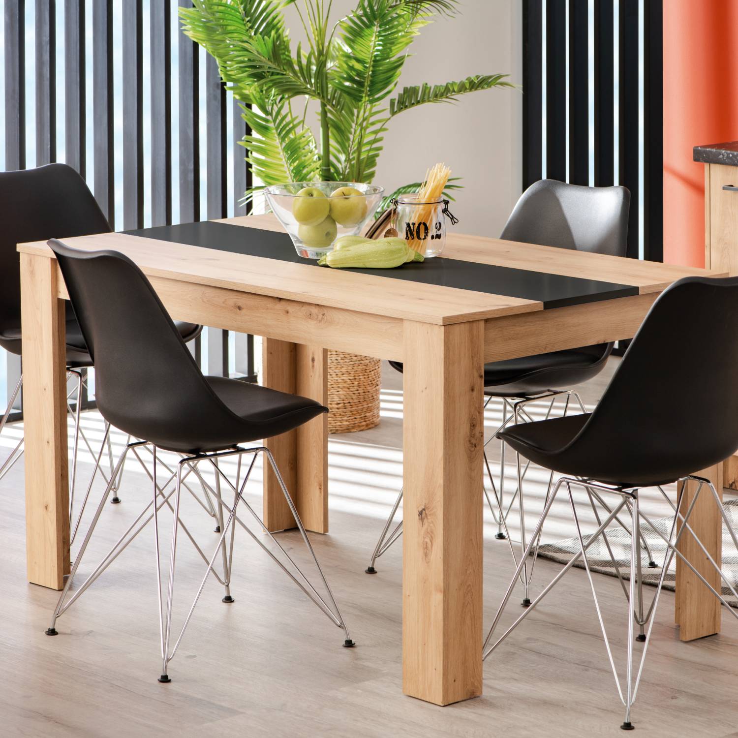 Modern Dining Table Kitchen Table Wooden Table 135x80 cm Oak Black 6 Seater