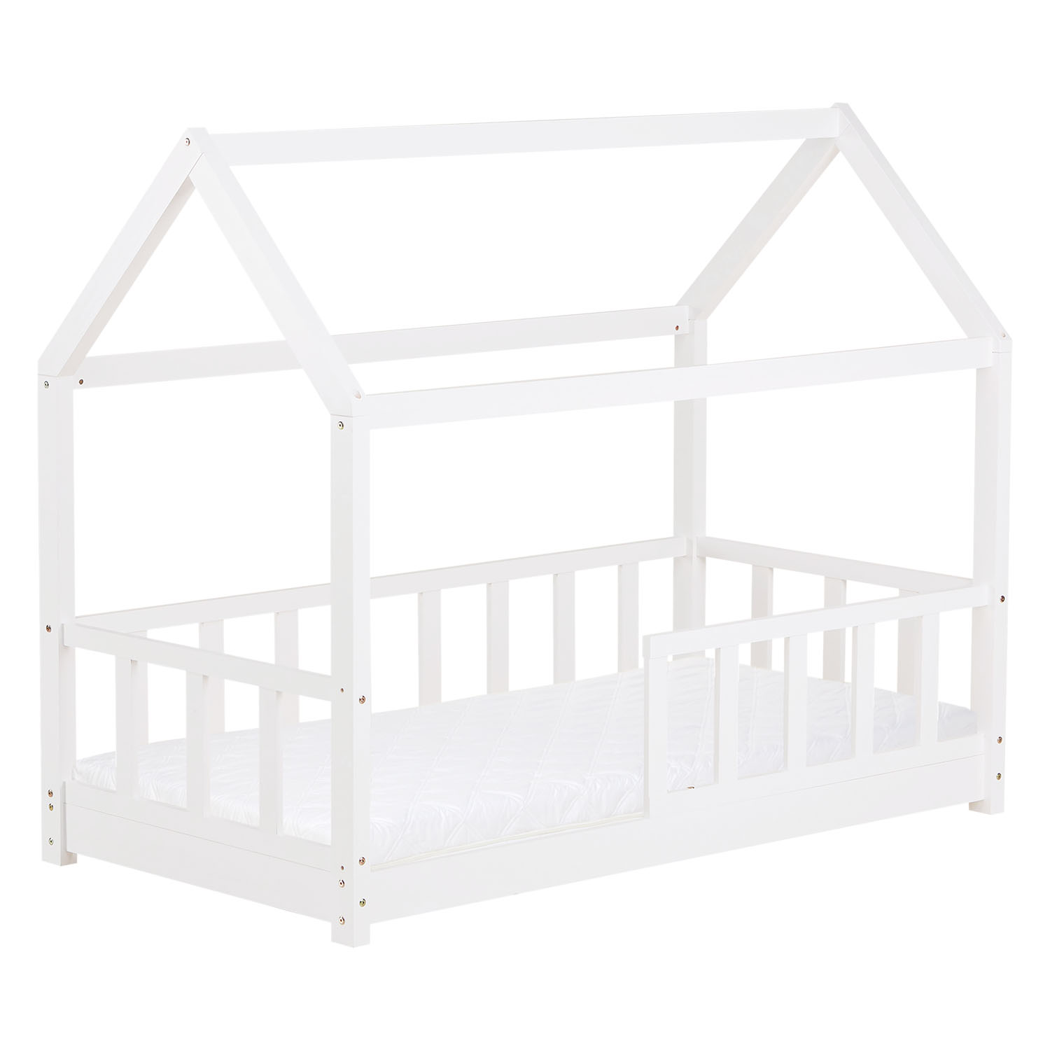 Children's Bed 80x160 cm with Mattress House Bed with Barriers Childrens Single Bed Montessori Bed Treehouse Bed