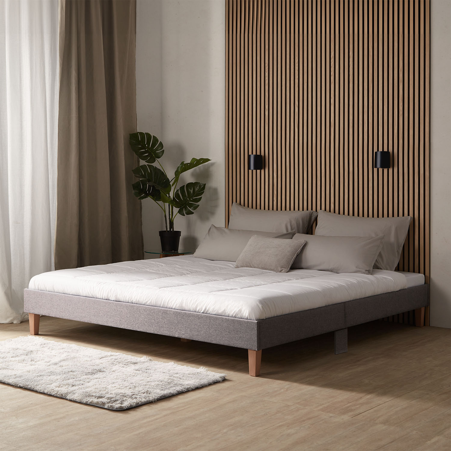 Upholstered Bed 90 120 140 160 180 x 200 cm Grey Futon Bed Frame Slatted Frame