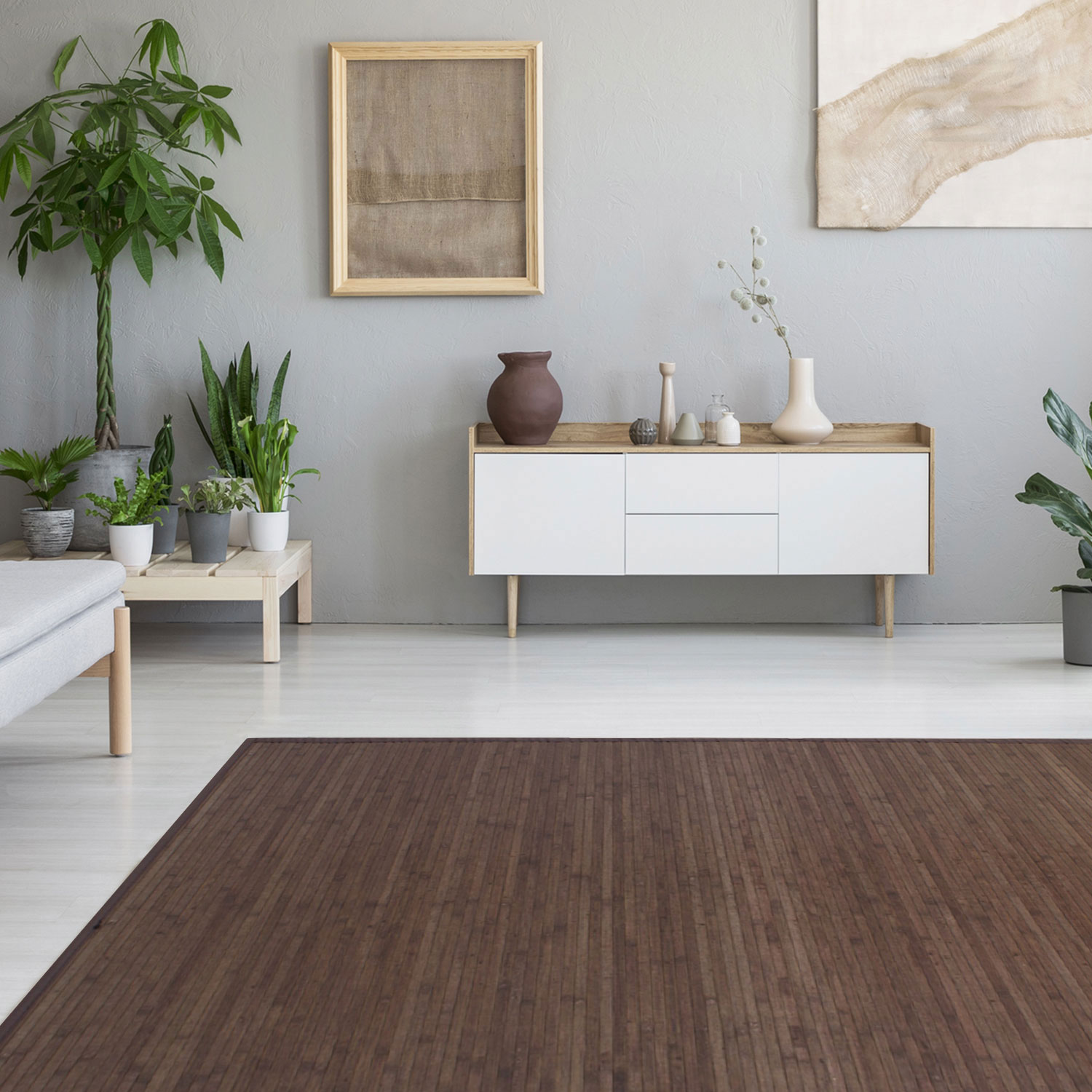 Bamboo carpet Rug 60x240 in darkbrown