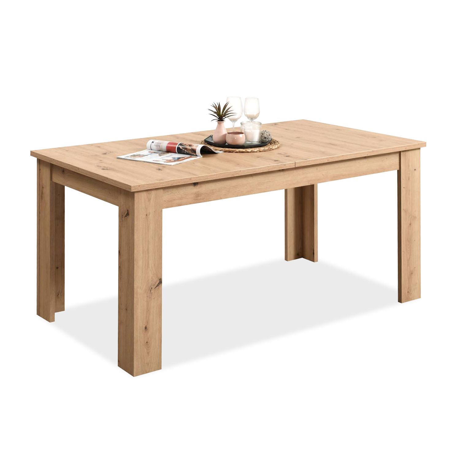 Modern Dining Table Kitchen Table Wooden Table 160x90 cm Oak 8 Seater Extendable