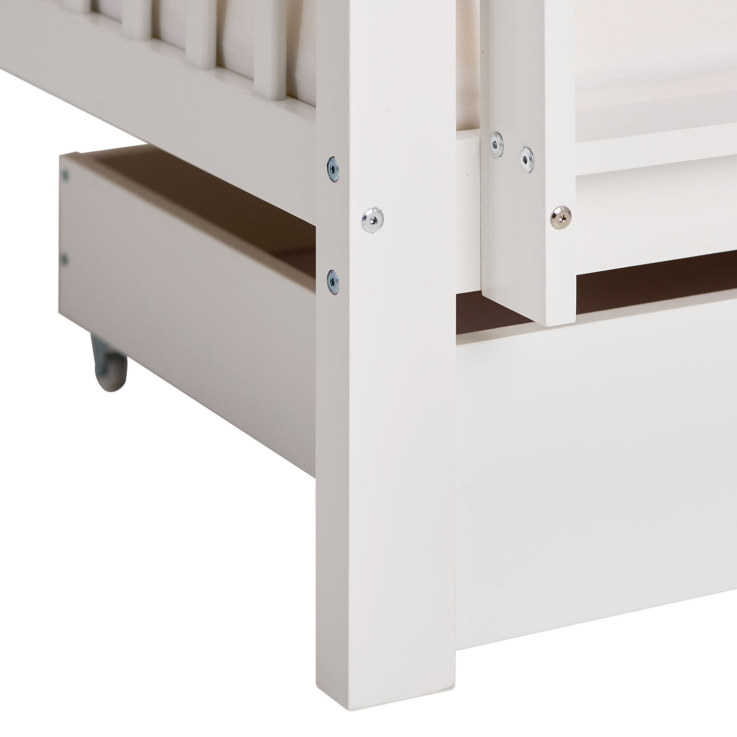 White Bunk Bed 90x200 cm | Children’s Bed with 2 Underbed Drawers | Safety Guard | Convertible | Solid Wood