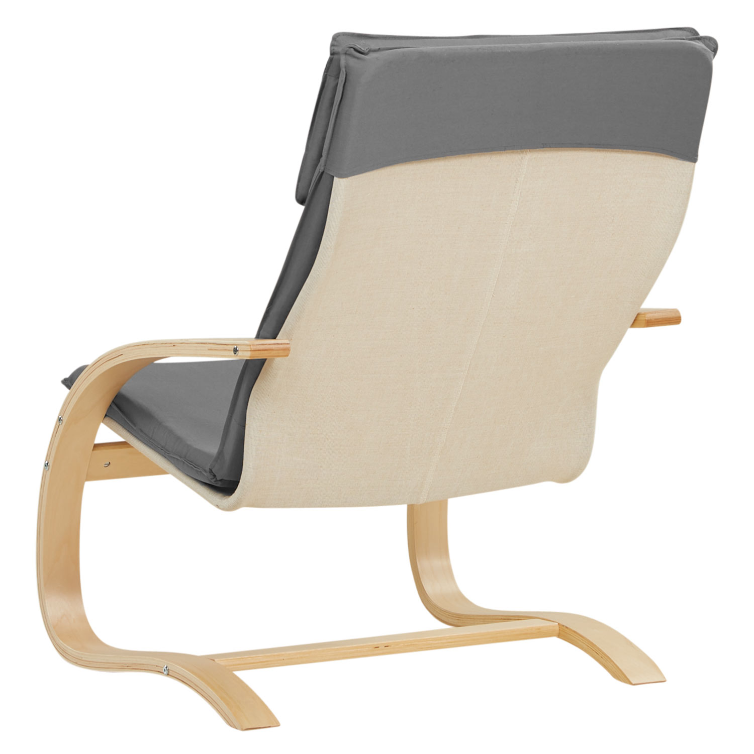 Relaxsessel Grau | without Footrest | Natural Wood | Glider Rocking Chair Nursing Chair Recliner