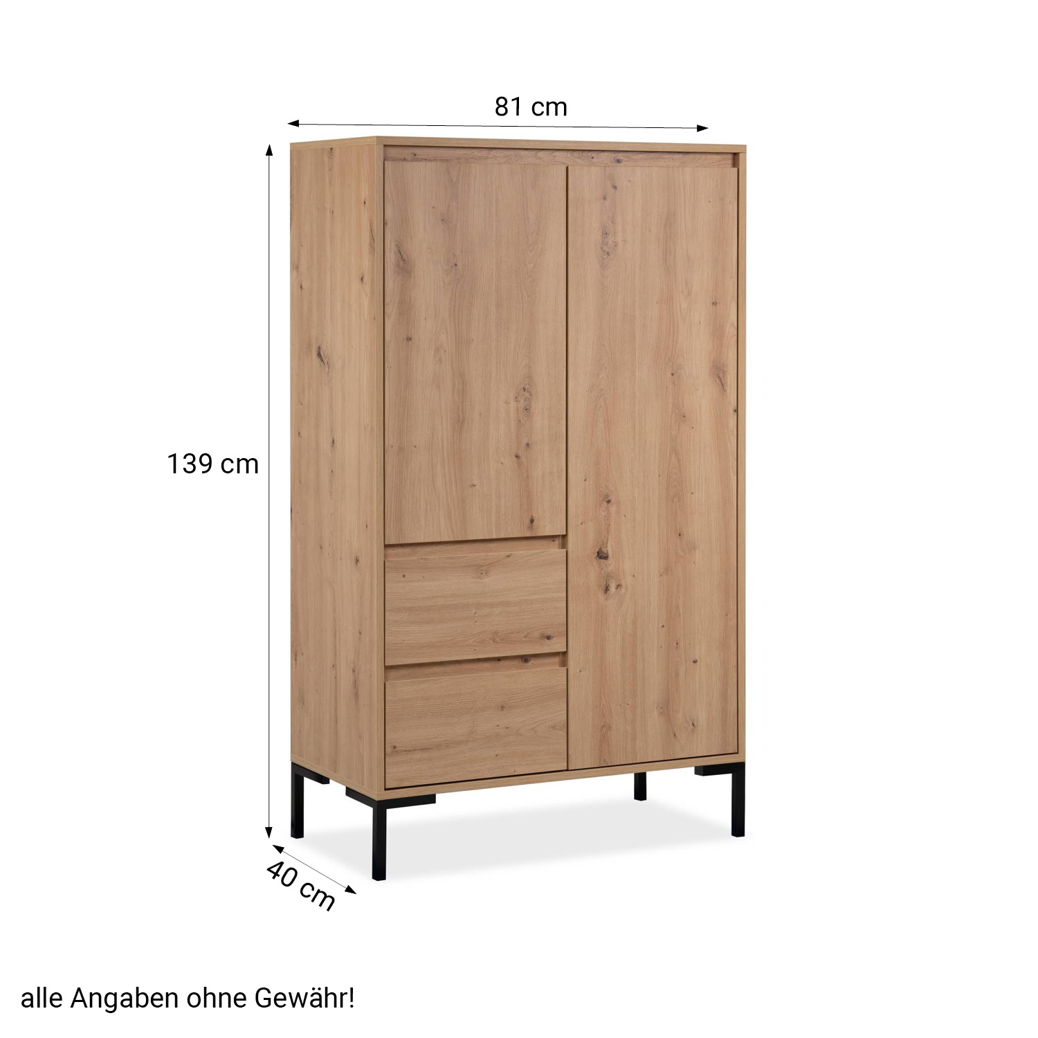 Highboard Sideboard Wood Oak Storage 2 Drawers Cabinet Buffet Credenza Living Room Cupboard