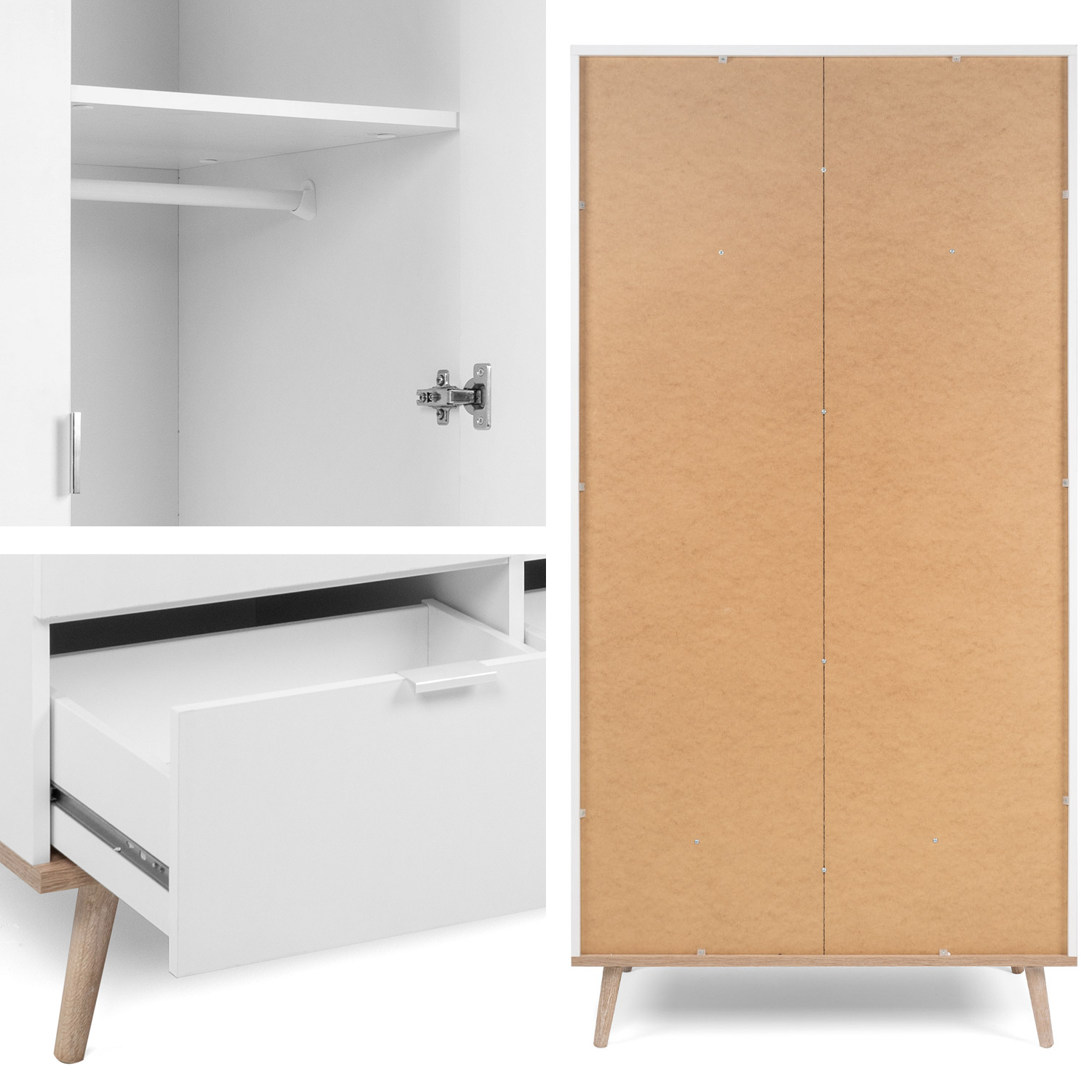 Wardrobe Closet White180 cm Wood Cabinet 2 Doors Hallway Cabinet Multipurpose Cabinet