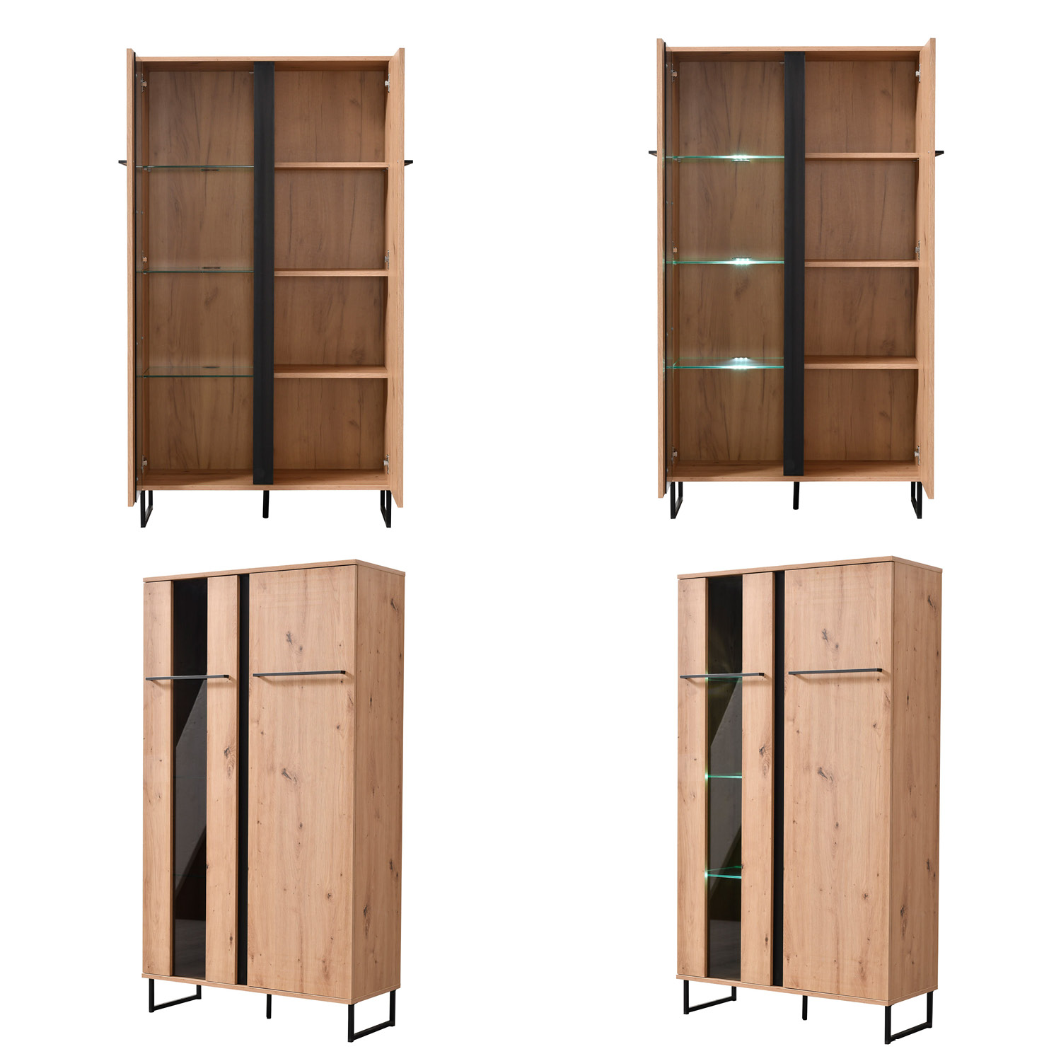Modern Living Room Unit Cupboard Set Wall Unit 3-Piece TV Set with Storage Entertainment Center Industrial Style
