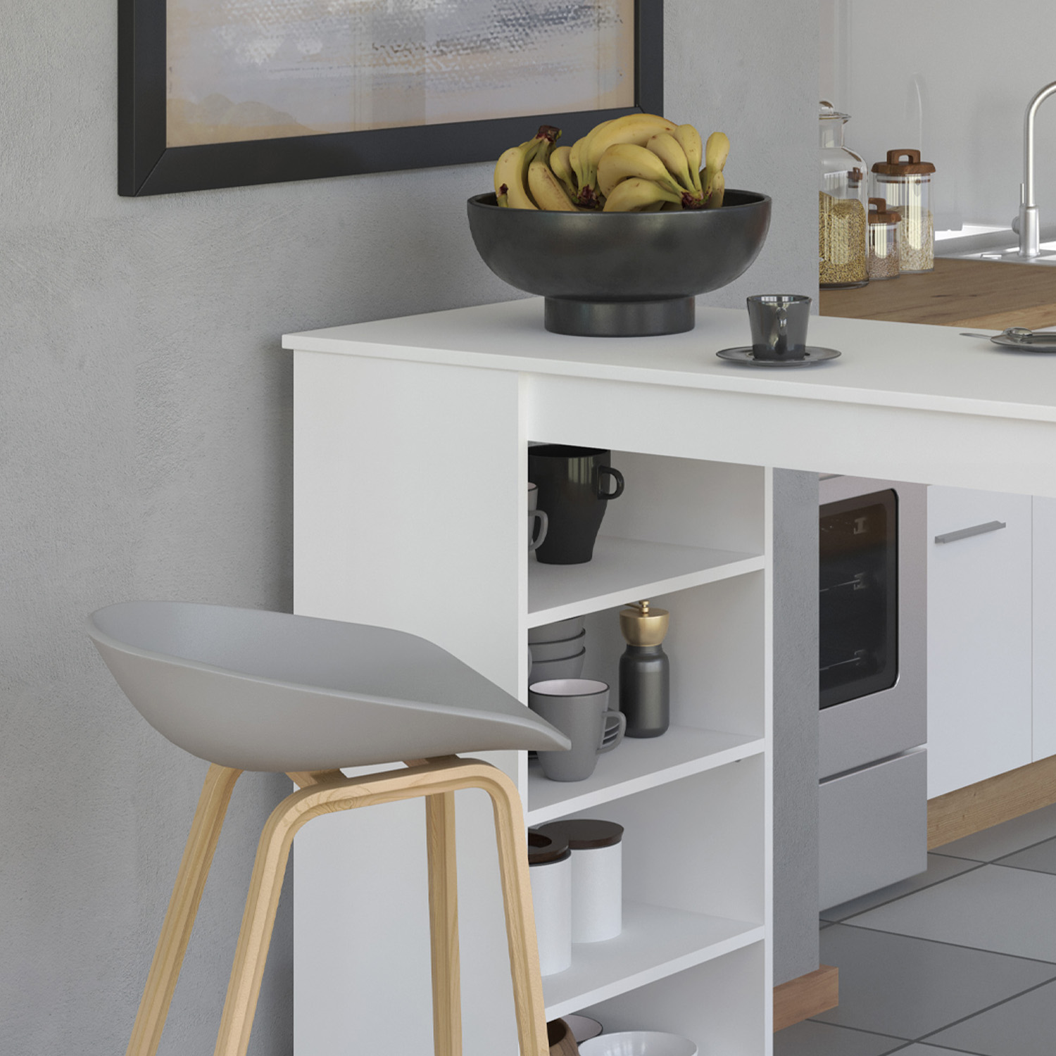 Bar table 120x50 cm White Bartop table Wood Kitchen Table Breakfast bar table High table Pub table Dining table