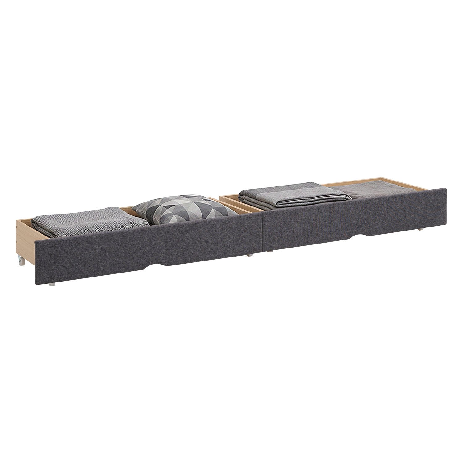 Set of 2 Grey Bed Drawers – Rollable bed drawers with plenty of storage space | Quiet, sturdy, and space-saving