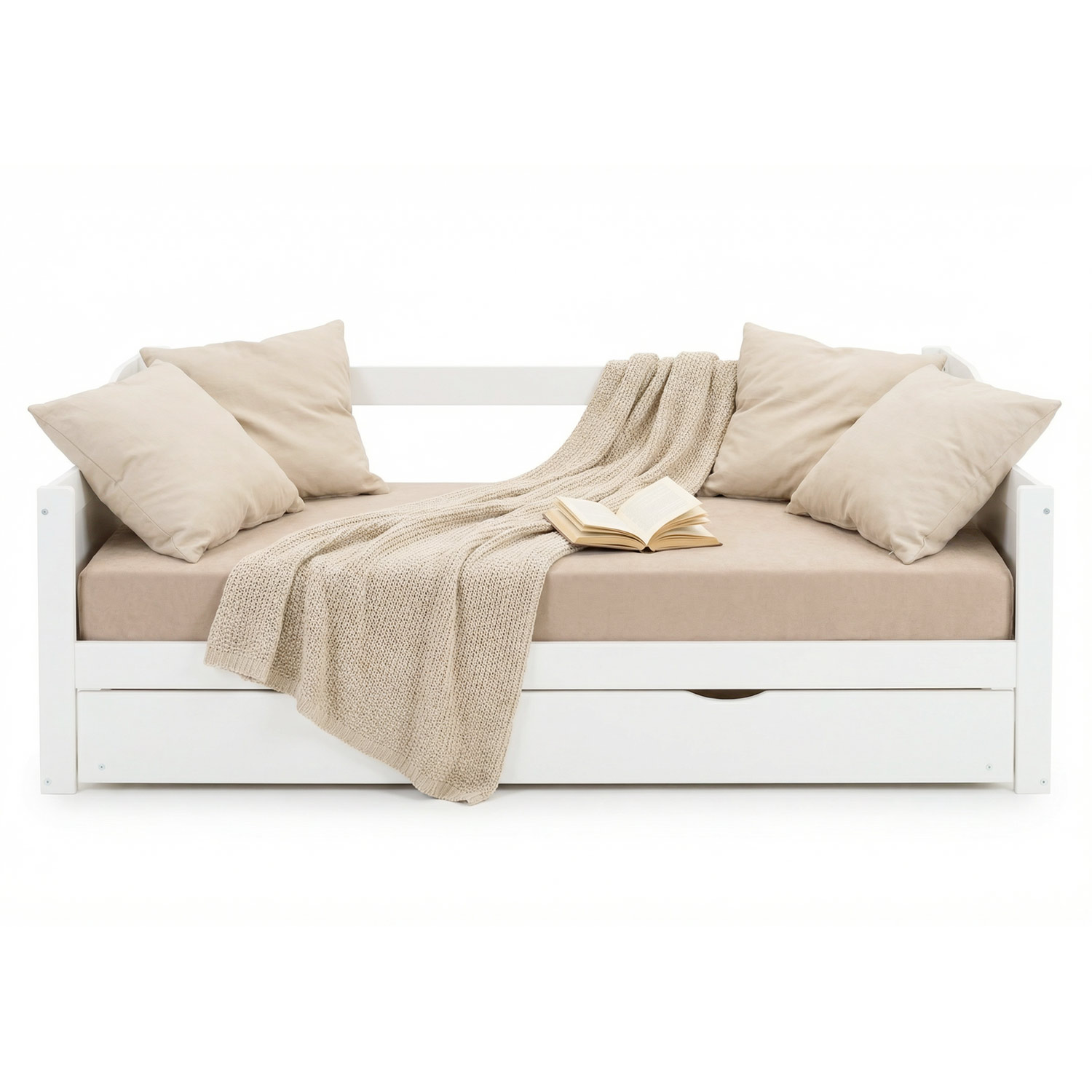 Wooden Bed 90x200 cm White | Pull-out | Bunk Bed | With Mattress | Pull-out Bed, Duo Bed, Functional Bed
