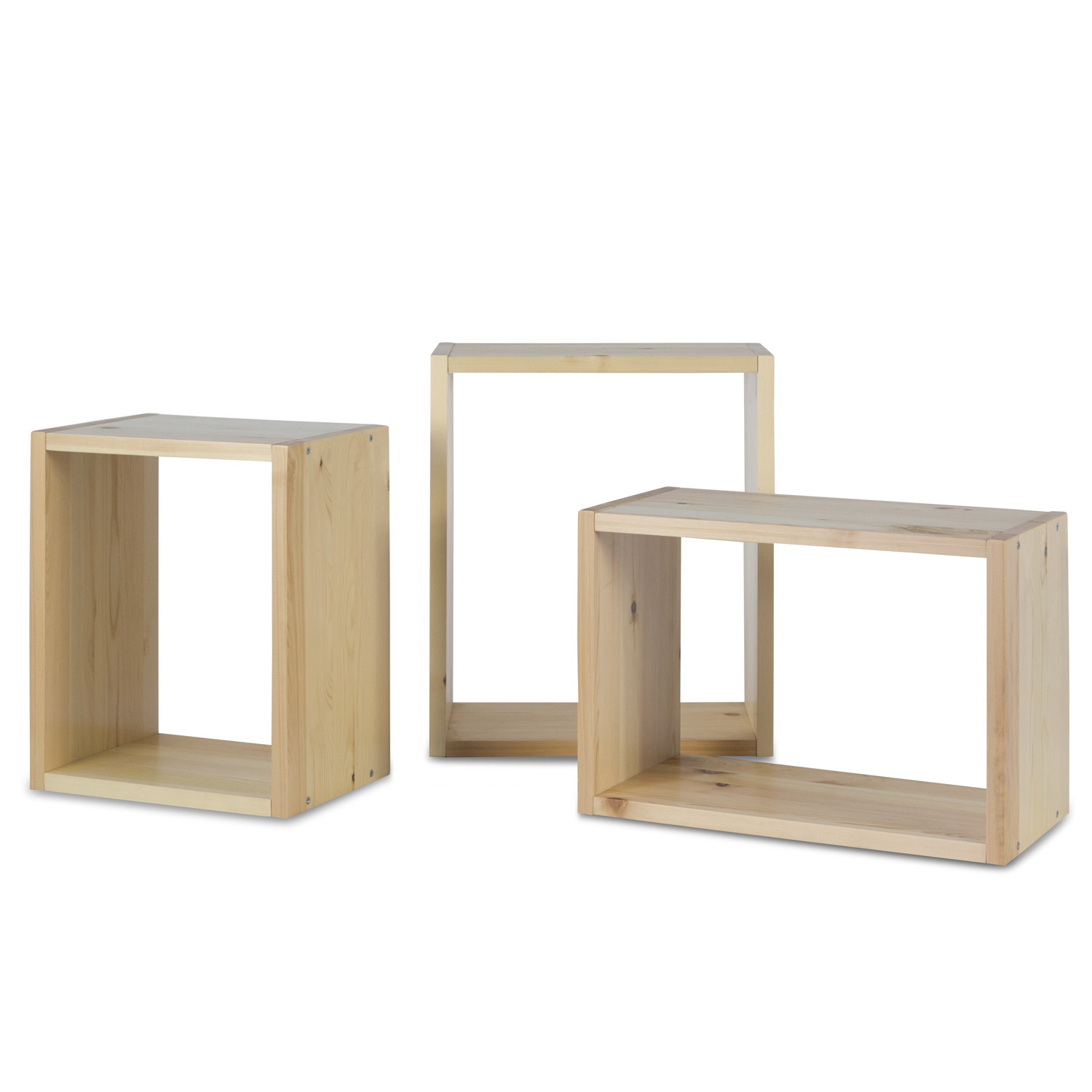 Wooden Rack Set of 3 Hanging Shelf Bookcase Bookshelf 3 Parts Wood Natural