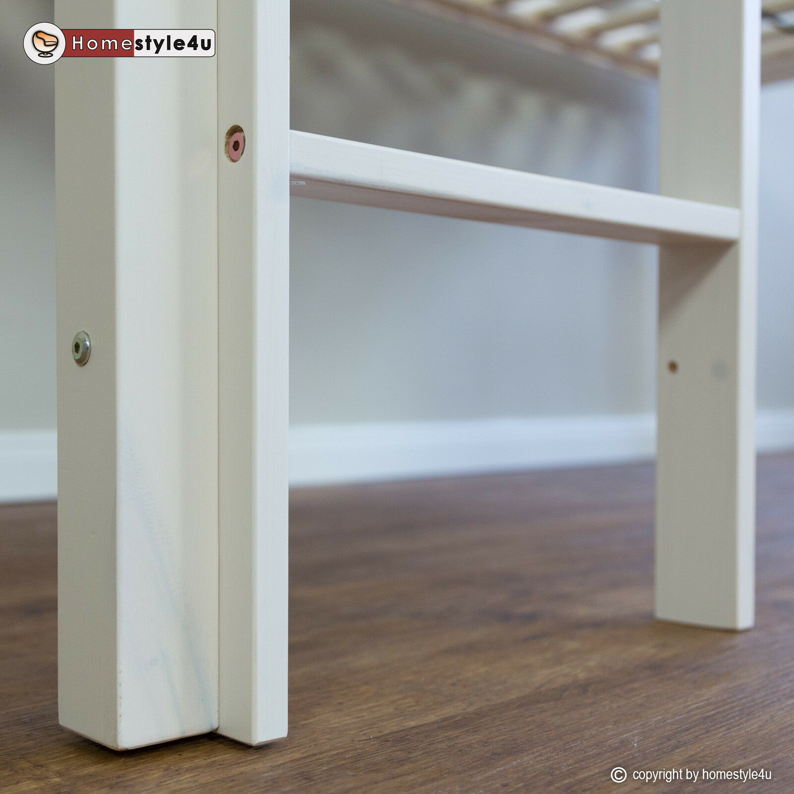 Loft Bed Kids 90x200 cm White with Curtain Black | without Slatted Frame