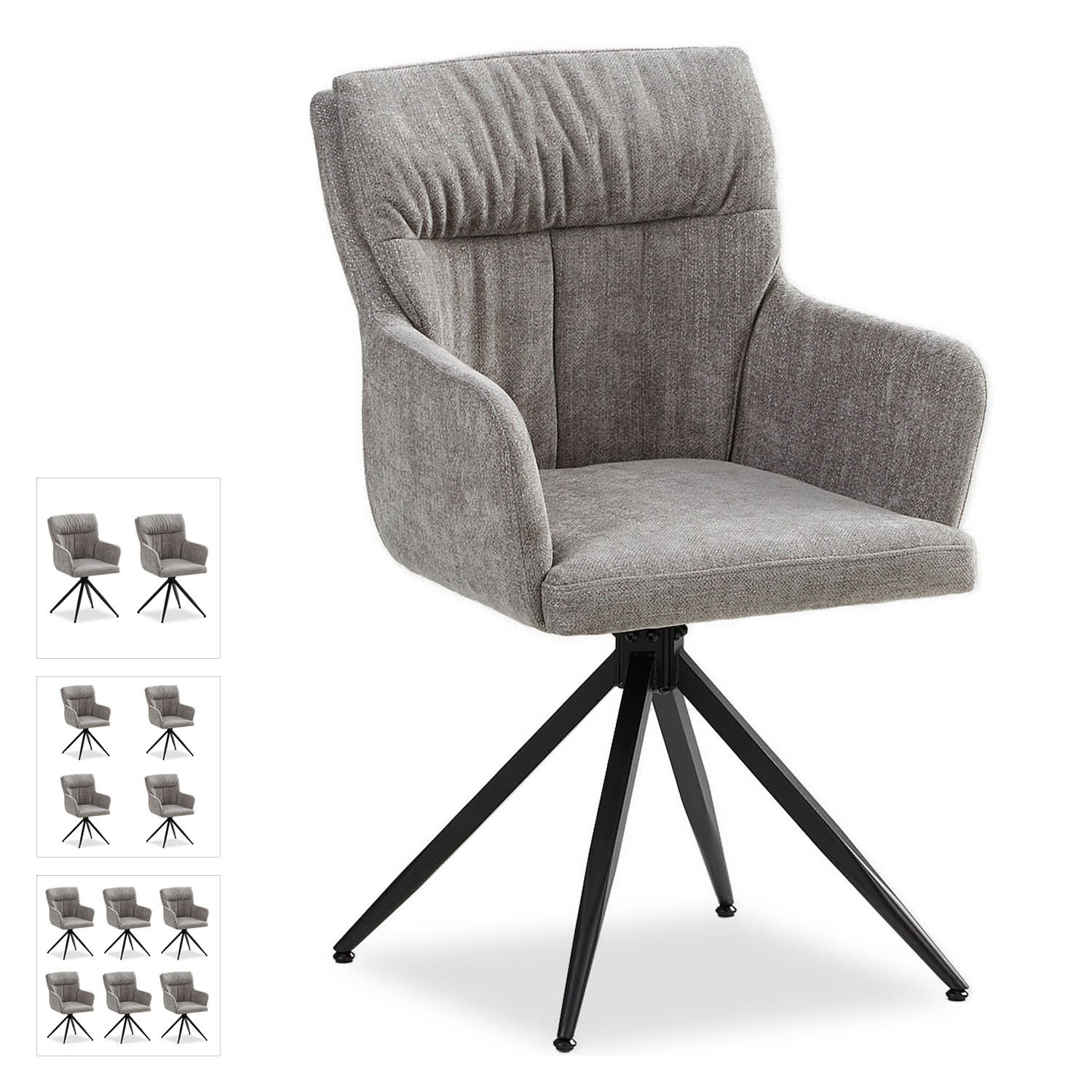 Dining Chair Set of 1, 2, 4 or 6 Modern Egg Chairs Linen Grey Armchairs Dining Room Chairs Upholstered Chairs Eames Chairs