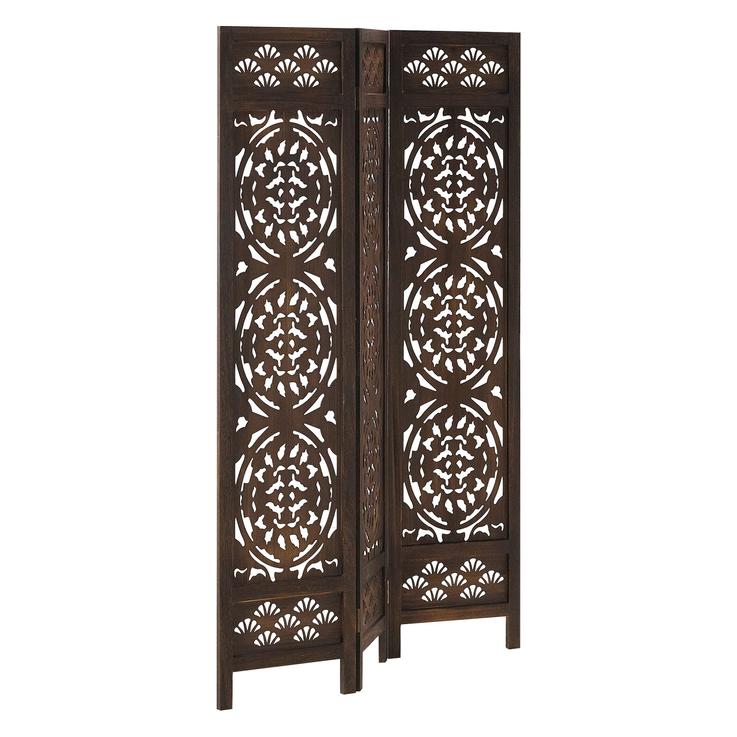 Paravent Brown Design | 3-panel | Wood | Decorative Room Divider | Partition Privacy Screen