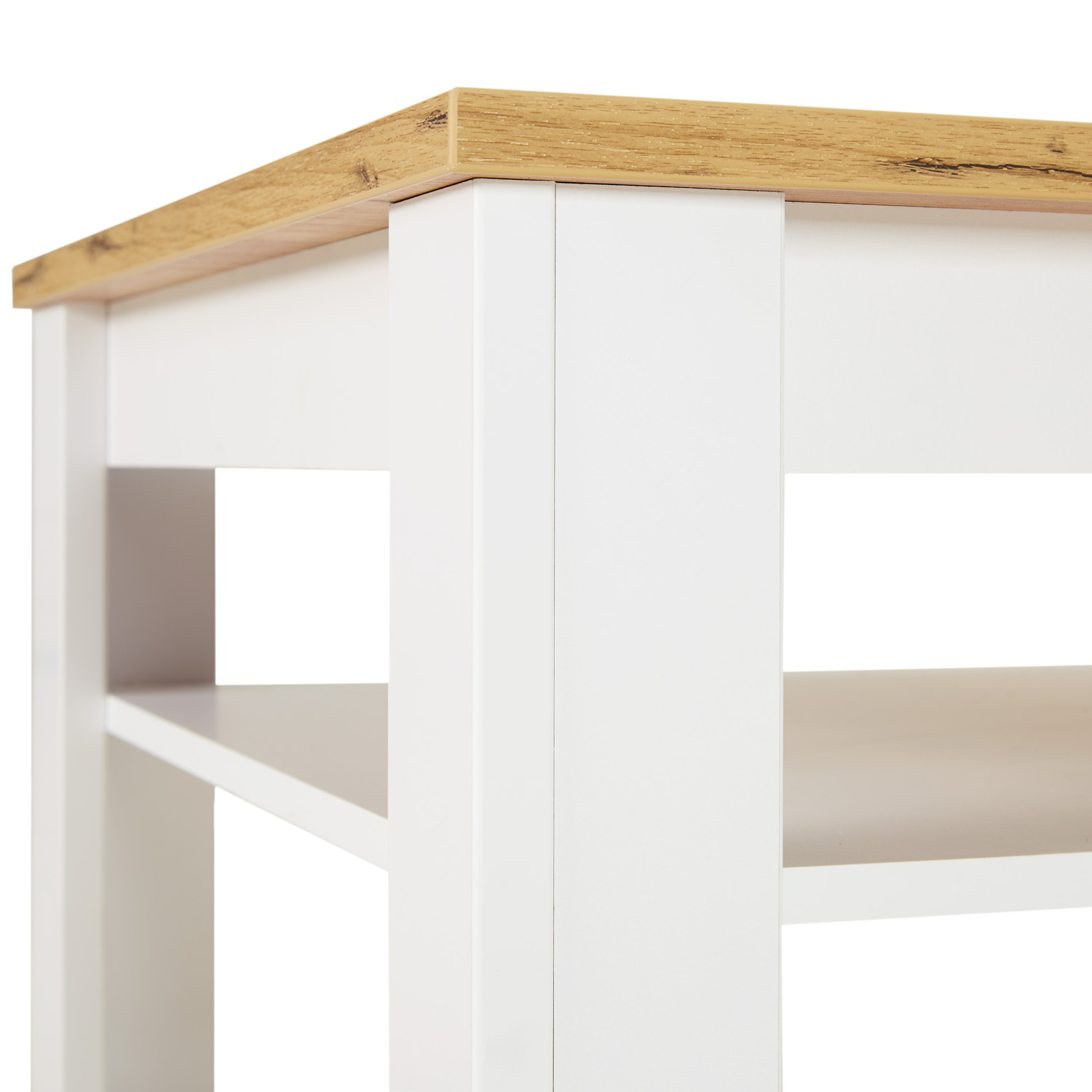 Coffee Table 110x70 cm Living Room Table Country Style Storage Wooden White Table Oak