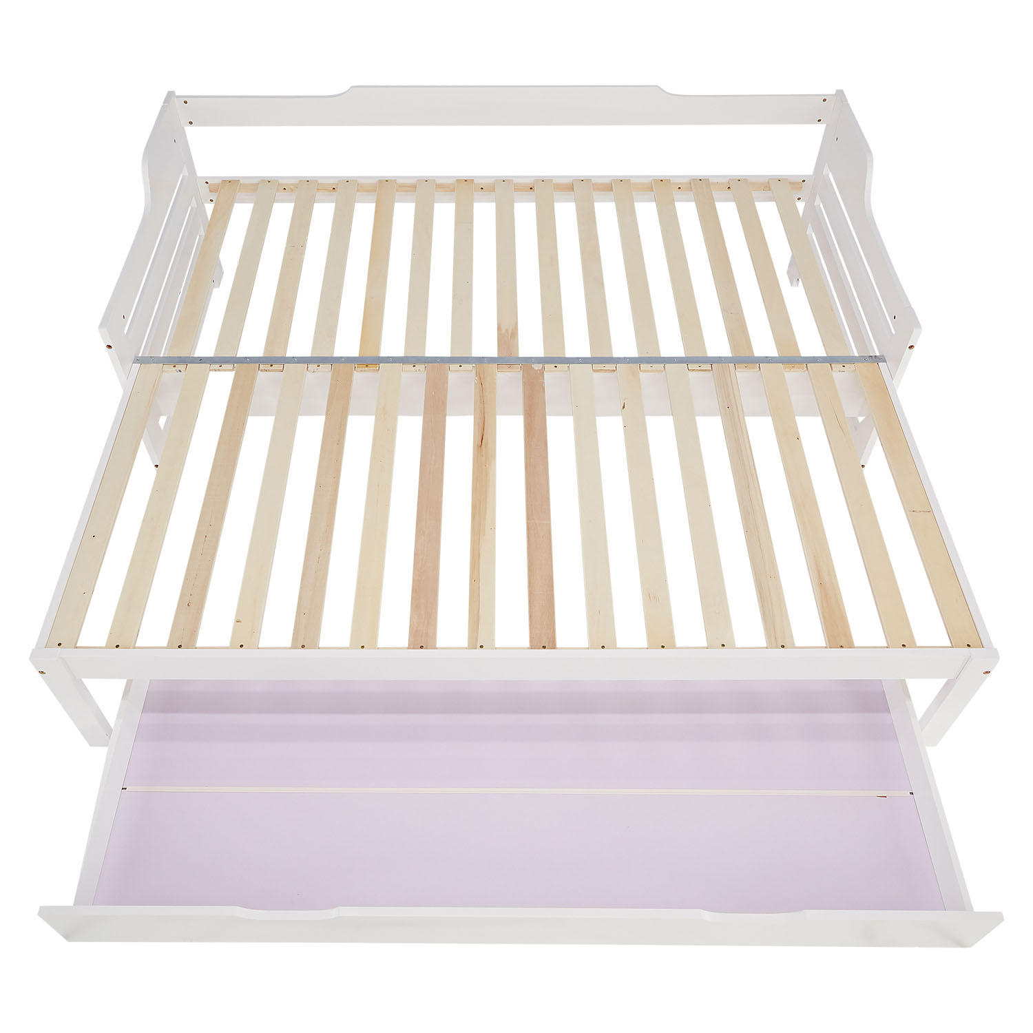 Wood Bed 90x200 cm White | Extendable to Double Bed | Storage | with Slatted Frame | Kids Youth Guest Bedroom