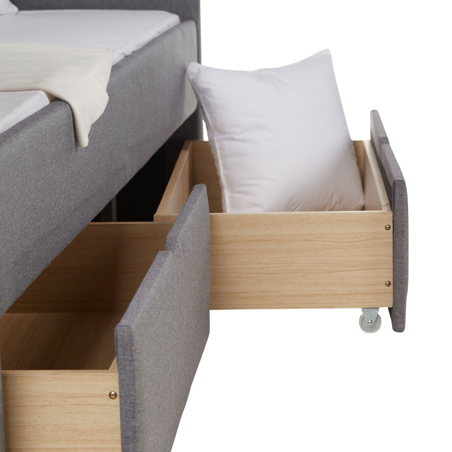 Upholstered Bed 90x200 Grey Bed Drawer Day Bed Sofa Bed Guest Bed Extendable