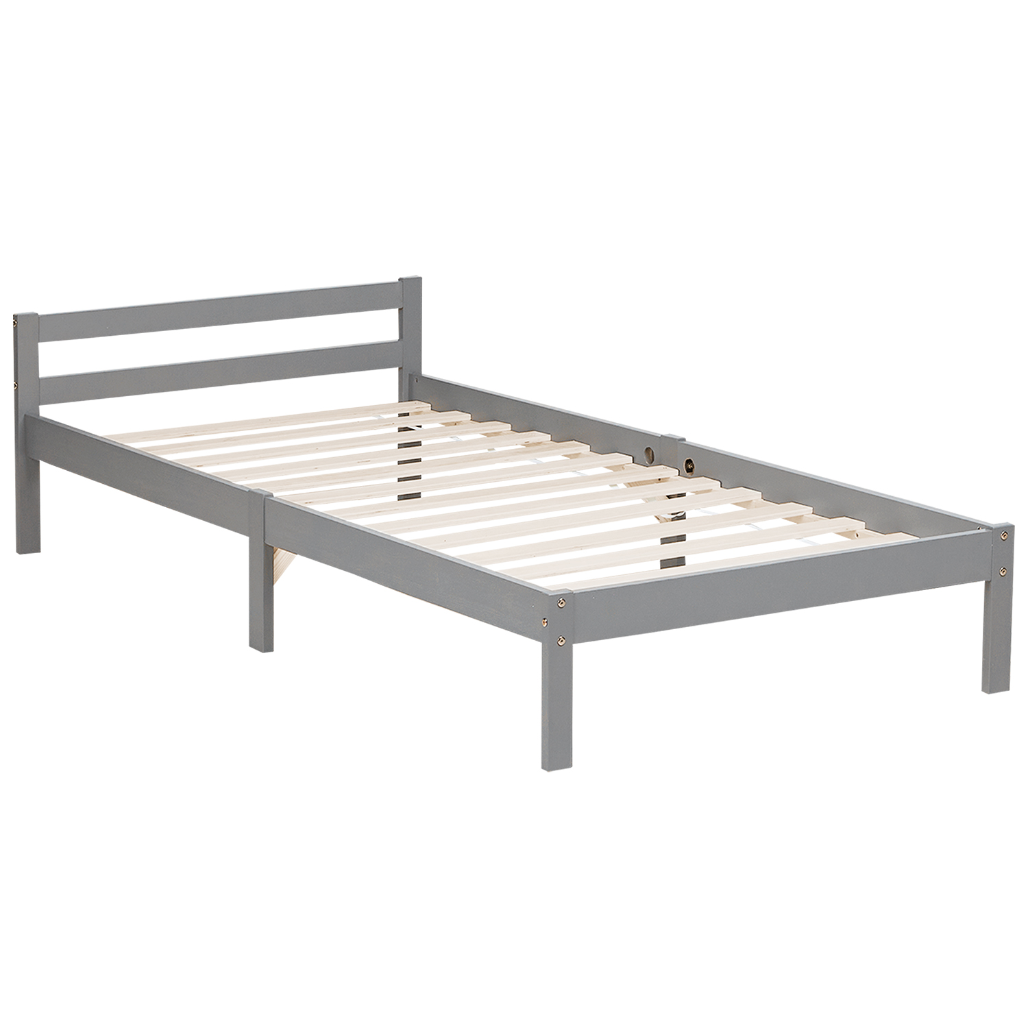 Pallet Bed 90x200 cm Gray | Single Bed | with Slatted Frame | Wood | Kids Youth Guest Bedroom