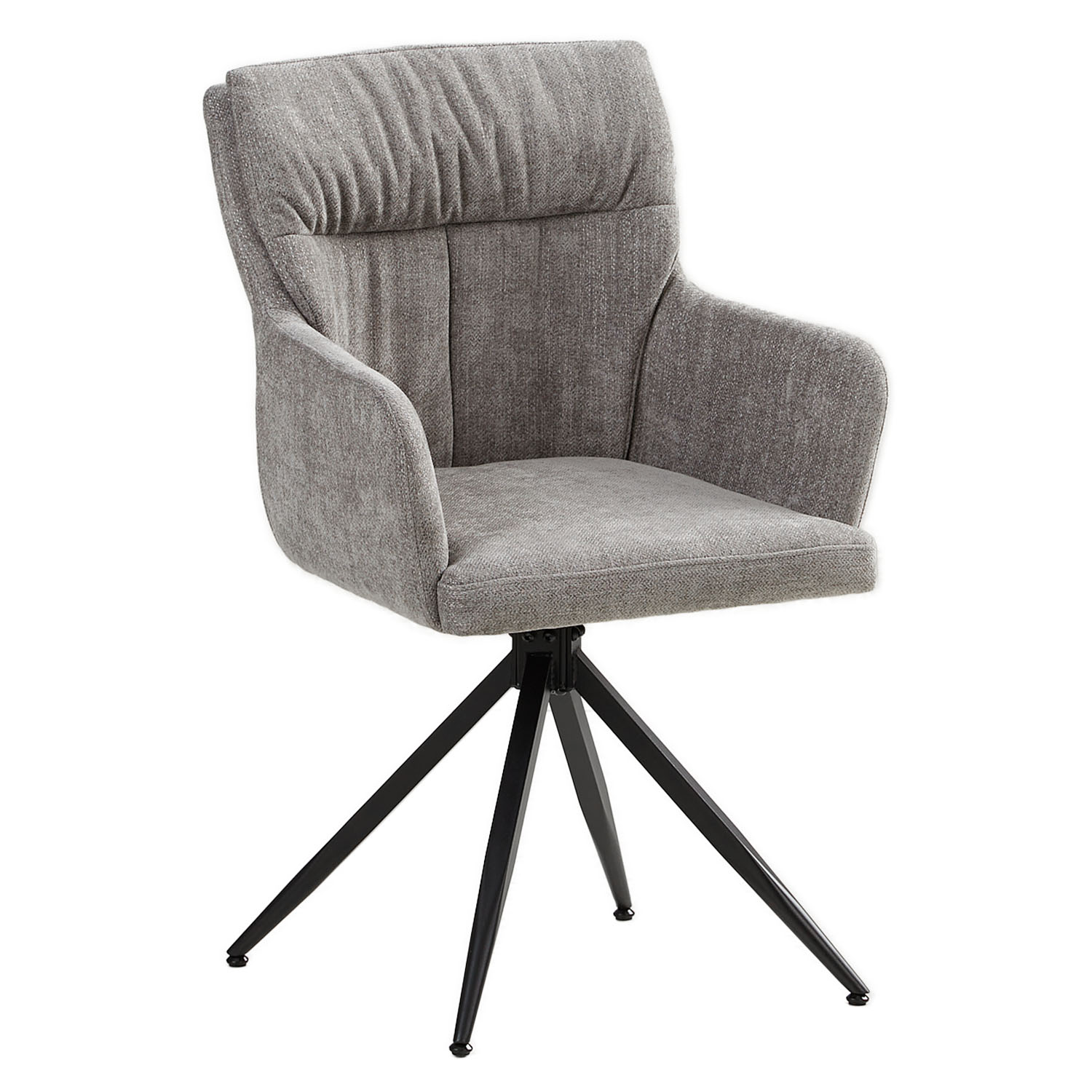 Upholstered Chair Linen Grey | Set of 4 | swivel | with Armrests | Kitchen Dining Room Office