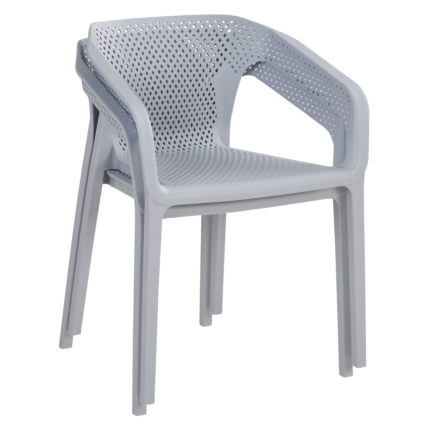 Set of 2 Garden chair with armrests Camping chairs Grey Outdoor chairs Plastic Egg chair Lounger chairs Stacking chairs