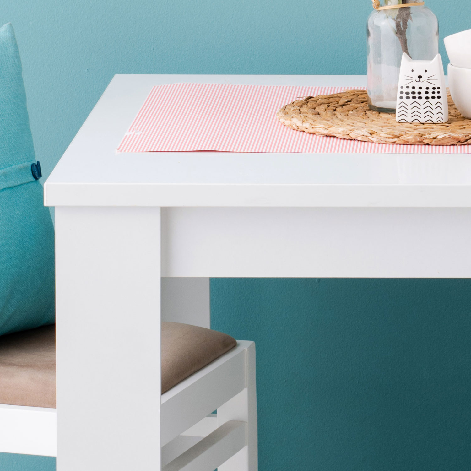 Modern Dining Table Kitchen Table Wooden Table 80x80 cm White 4 Seater