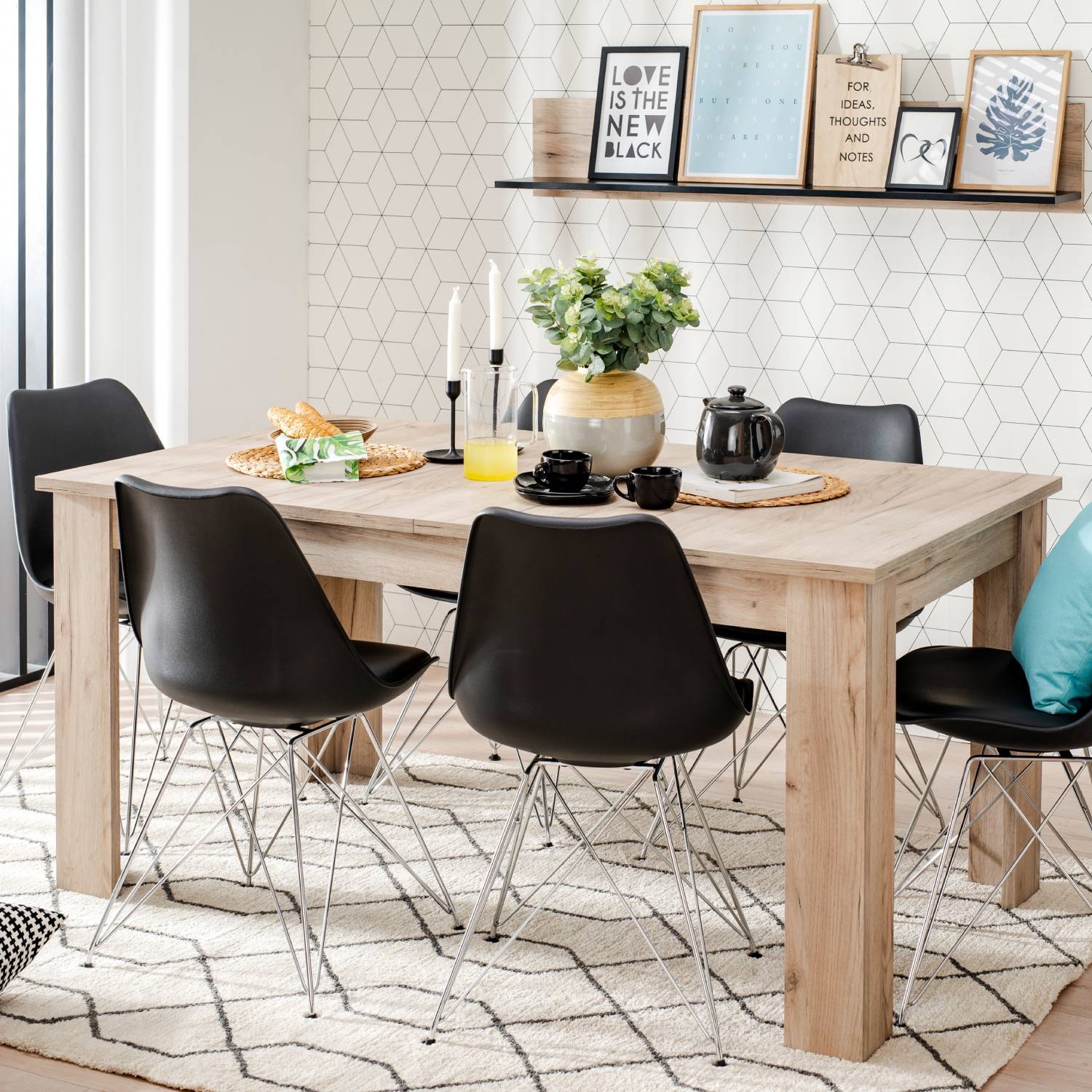 Modern Dining Table Kitchen Table Wooden Table 160x90 cm Grey 8 Seater Extendable