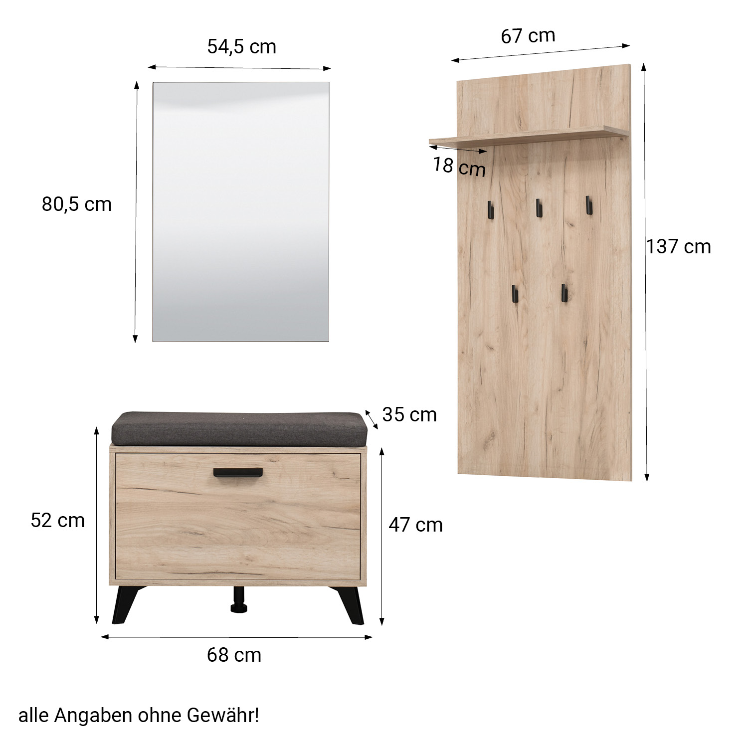 Wardrobe Hallway Furniture Set Hall Unit Hallway Wardrobe Grey Oak Wood 5 Piece Hallway Set