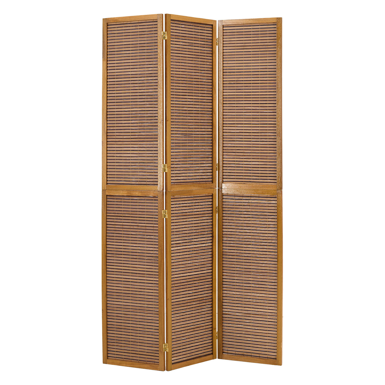 Brown Wooden Screen (3-panel) – Stylish Wooden Room Divider & Privacy Screen