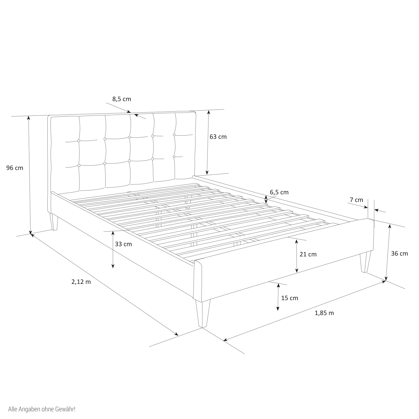 fabric Bed Upholstered Bed Frame Superking 180 x 200 brown 6FT