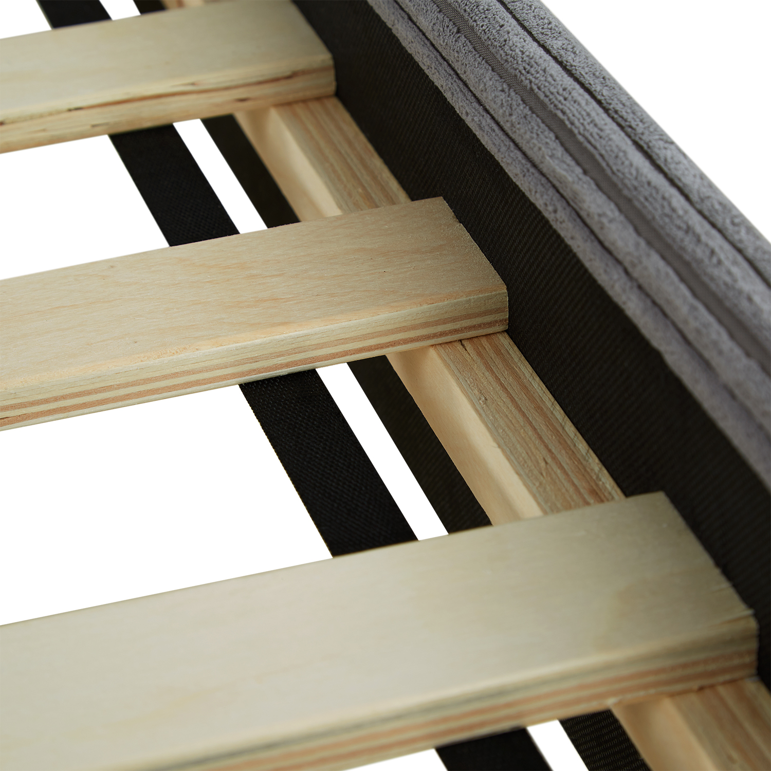 Upholstered bed 140x200 cm grey Cord | with slatted frame | with mattress | double fabric bed frame