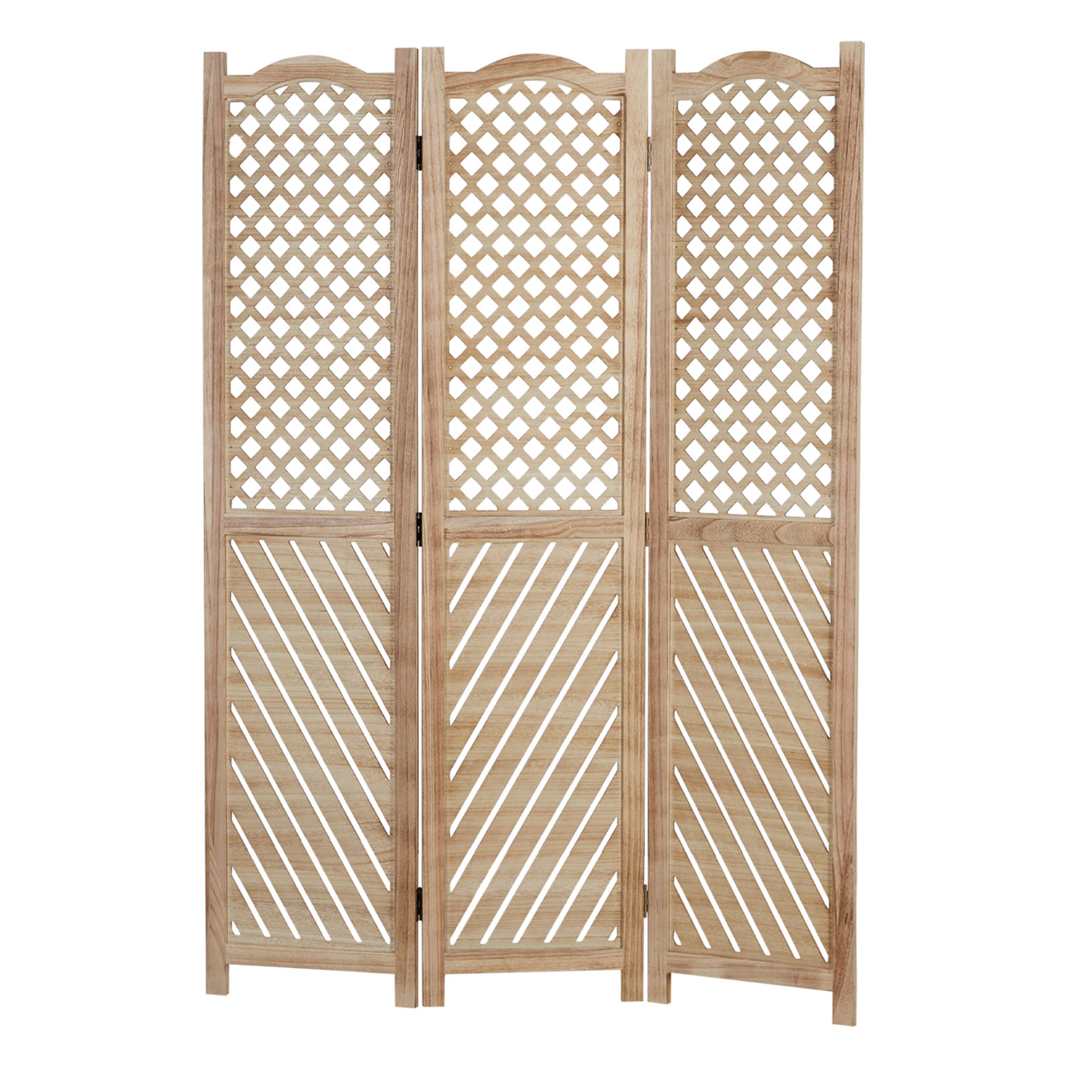 Paravent room divider 3 parts wood partition wall privacy screen natur