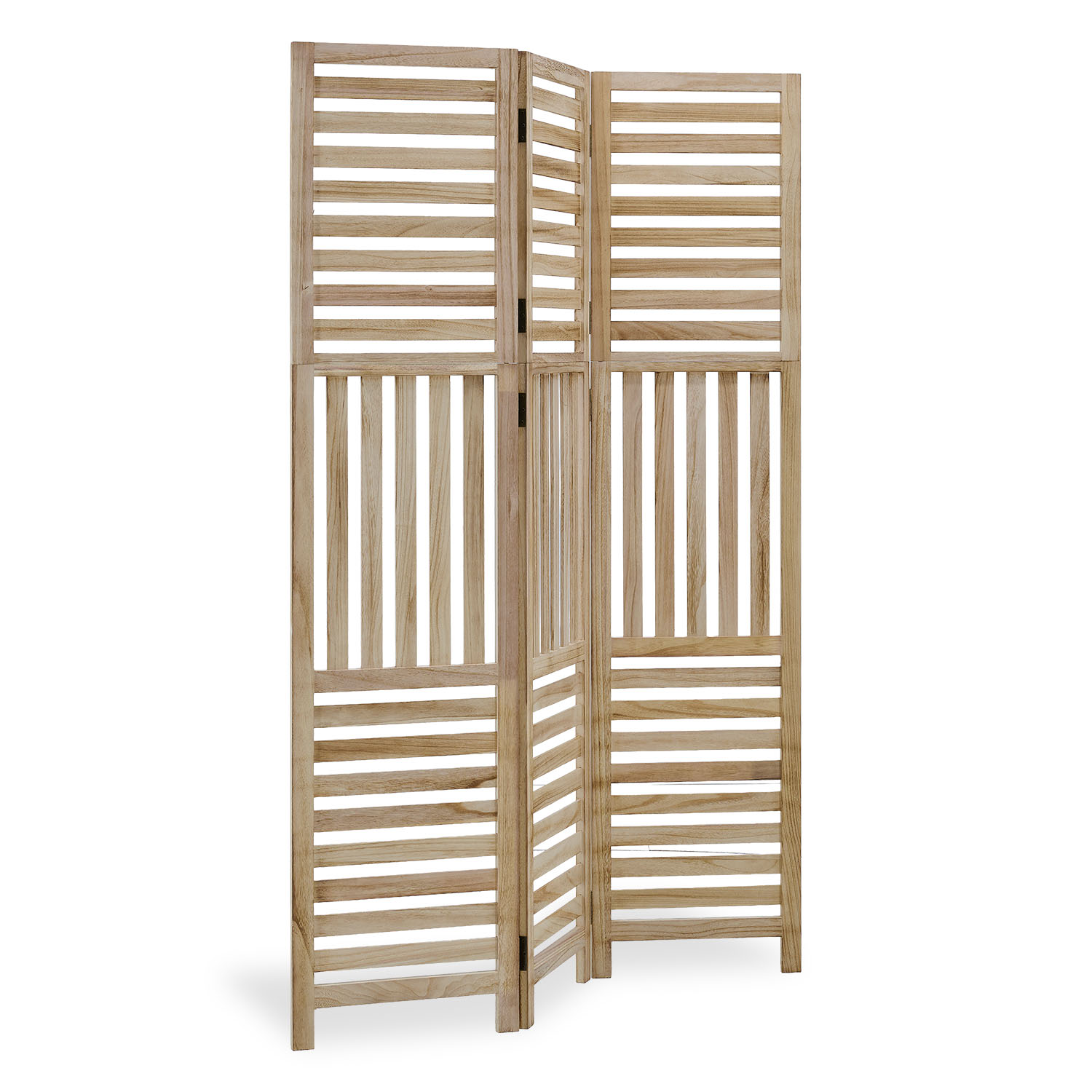 Paravent Natural Wooden Slats | 3-panel | Wood | Room Divider Partition Privacy Screen