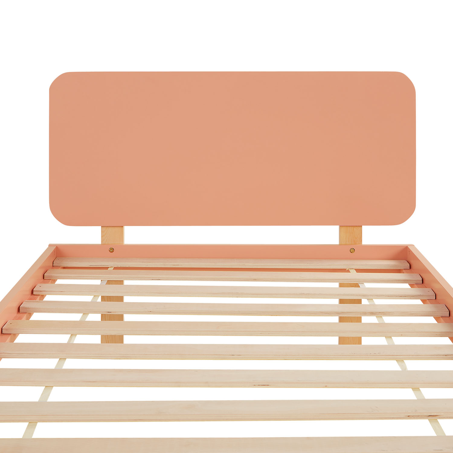 Wood Bed 90x200 cm Red Natural | Retro Bed | Single Bed | with Slatted Frame | Kids Youth Guest Bedroom