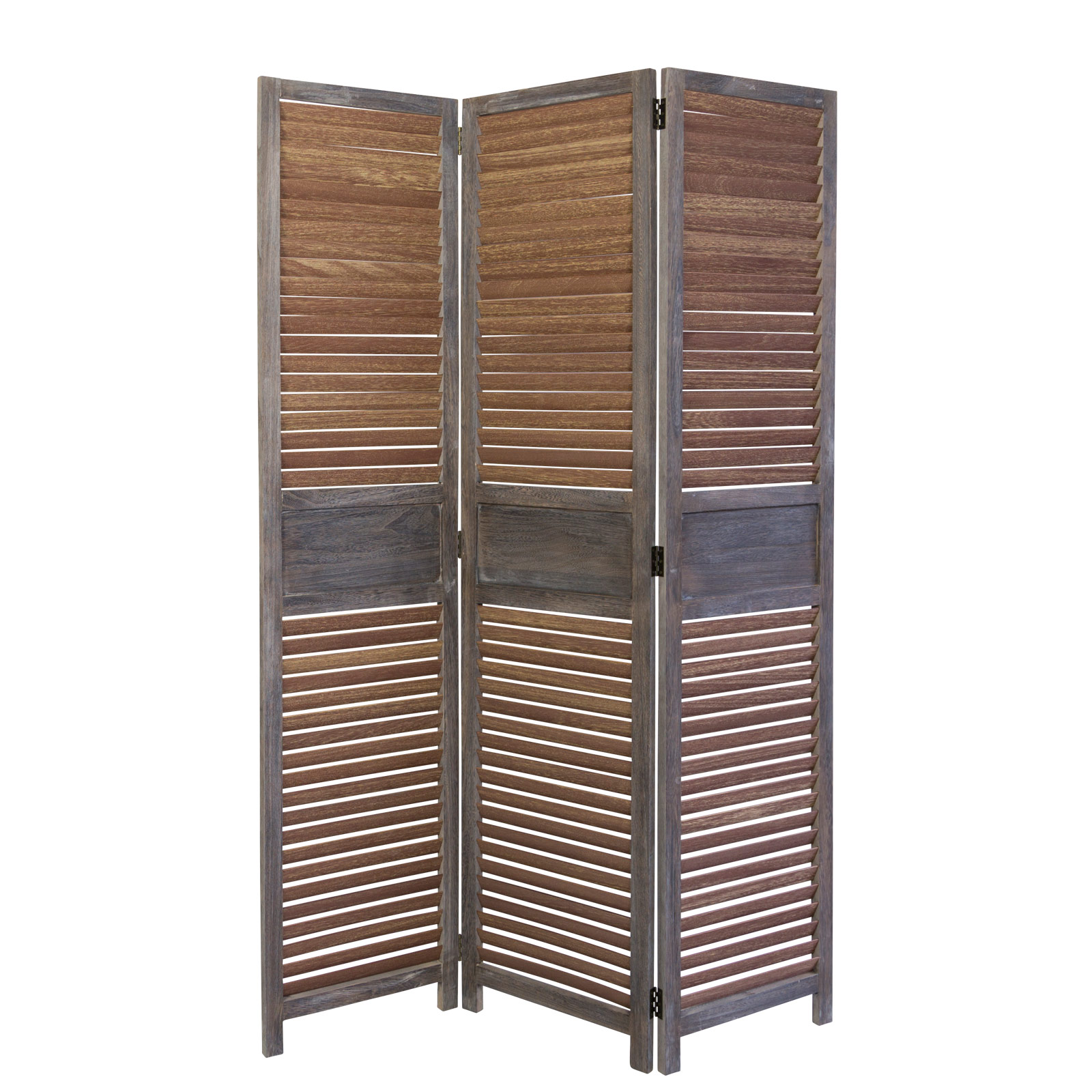Paravent Brown Wooden Slats | 3-panel | Wood | Room Divider Partition Privacy Screen