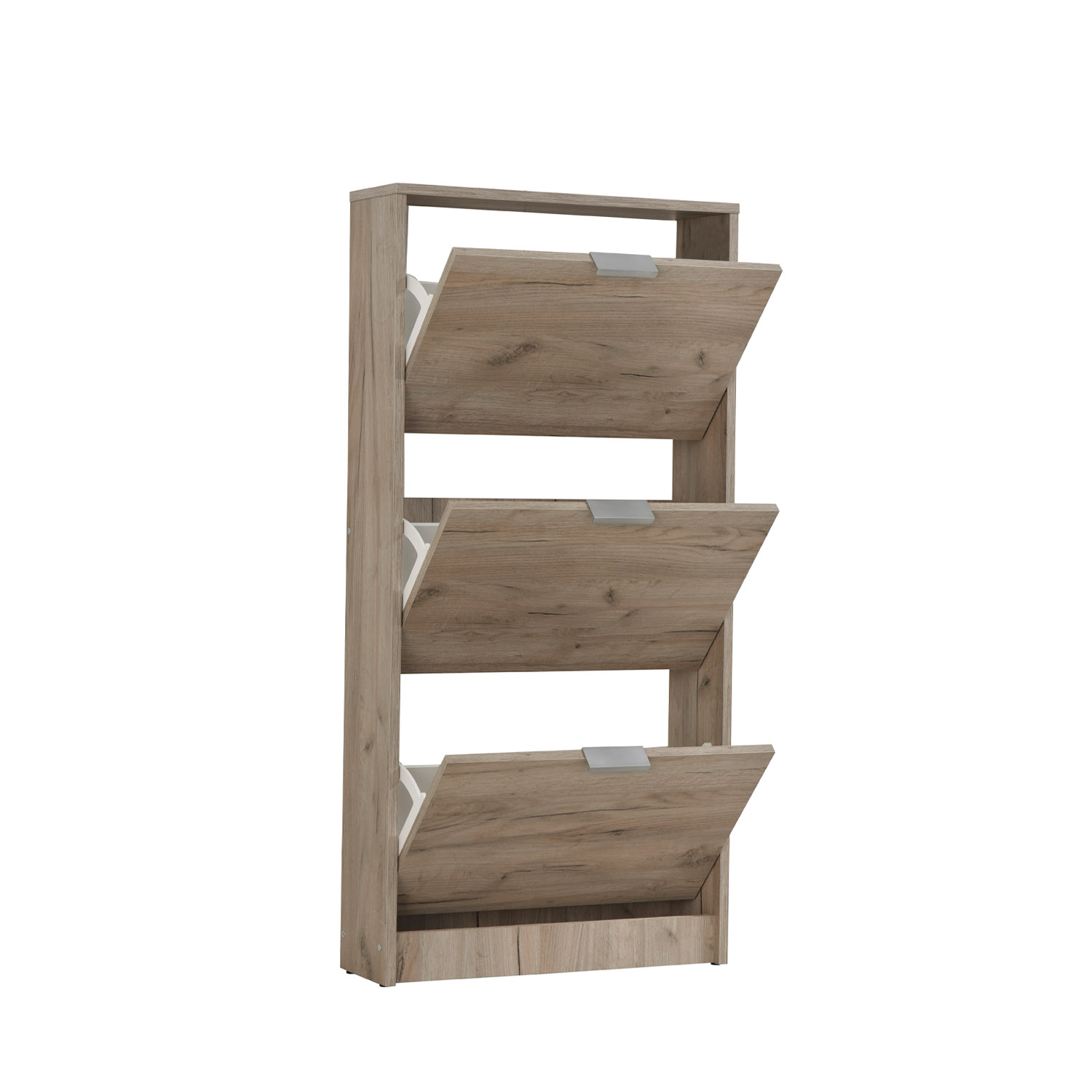 Shoe Rack Shoe Storage Shoe Cabinet Shoe Cupboard Wooden Grey Oak 3 Tier Shoe Tipper