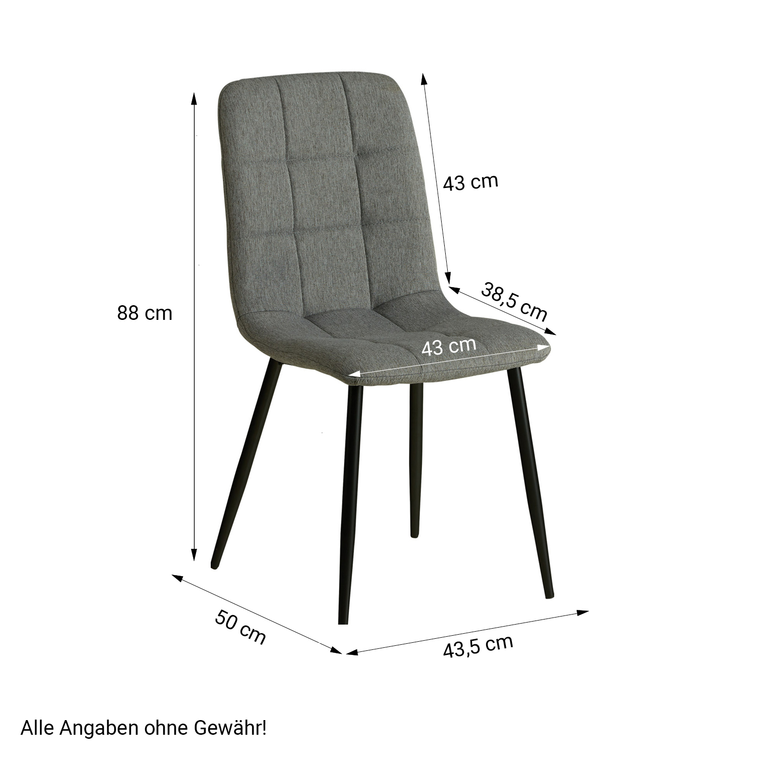 Upholstered Chair Linen Grey | single | without Armrests | Kitchen Dining Room Office
