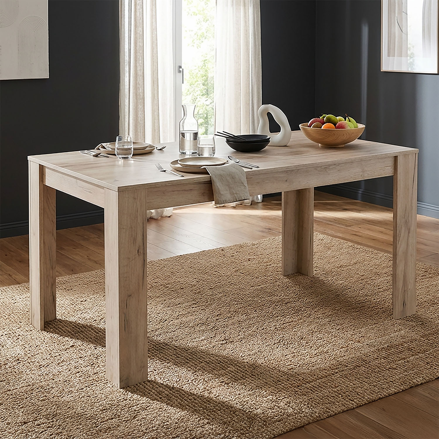 Modern Dining Table Kitchen Table Wooden Table 135x80 cm Grey Oak 6 Seater