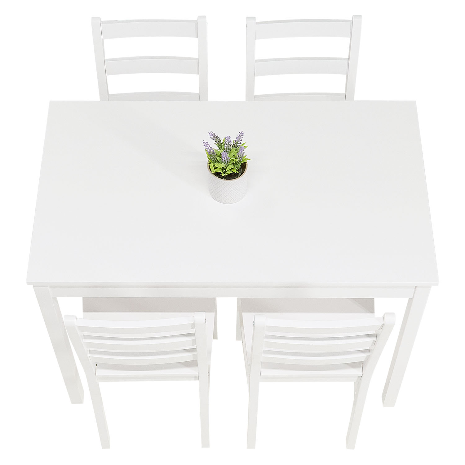 Dining set | 4-piece set chairs white | country style | wooden dining table 108 x 65 cm