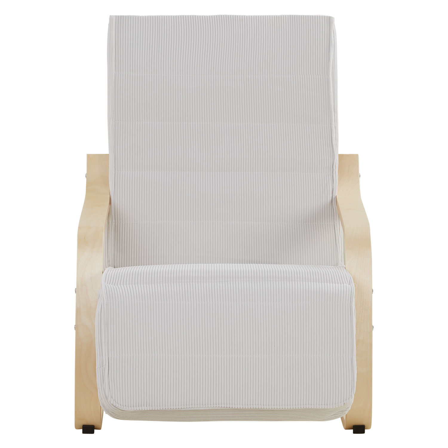 Relaxsessel Corduroy Grey | with Footrest | Natural Wood | Glider Rocking Chair Nursing Chair Recliner