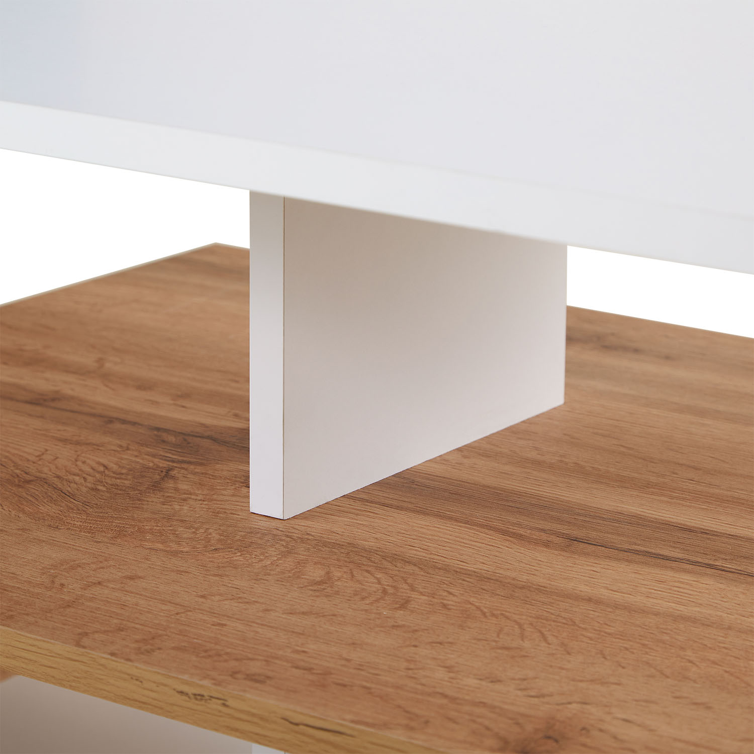 Couchtisch 90x50 cm Sofatisch Weiß Holz Eiche Tisch Beistelltisch Modern Holztisch Wohnzimmertisch