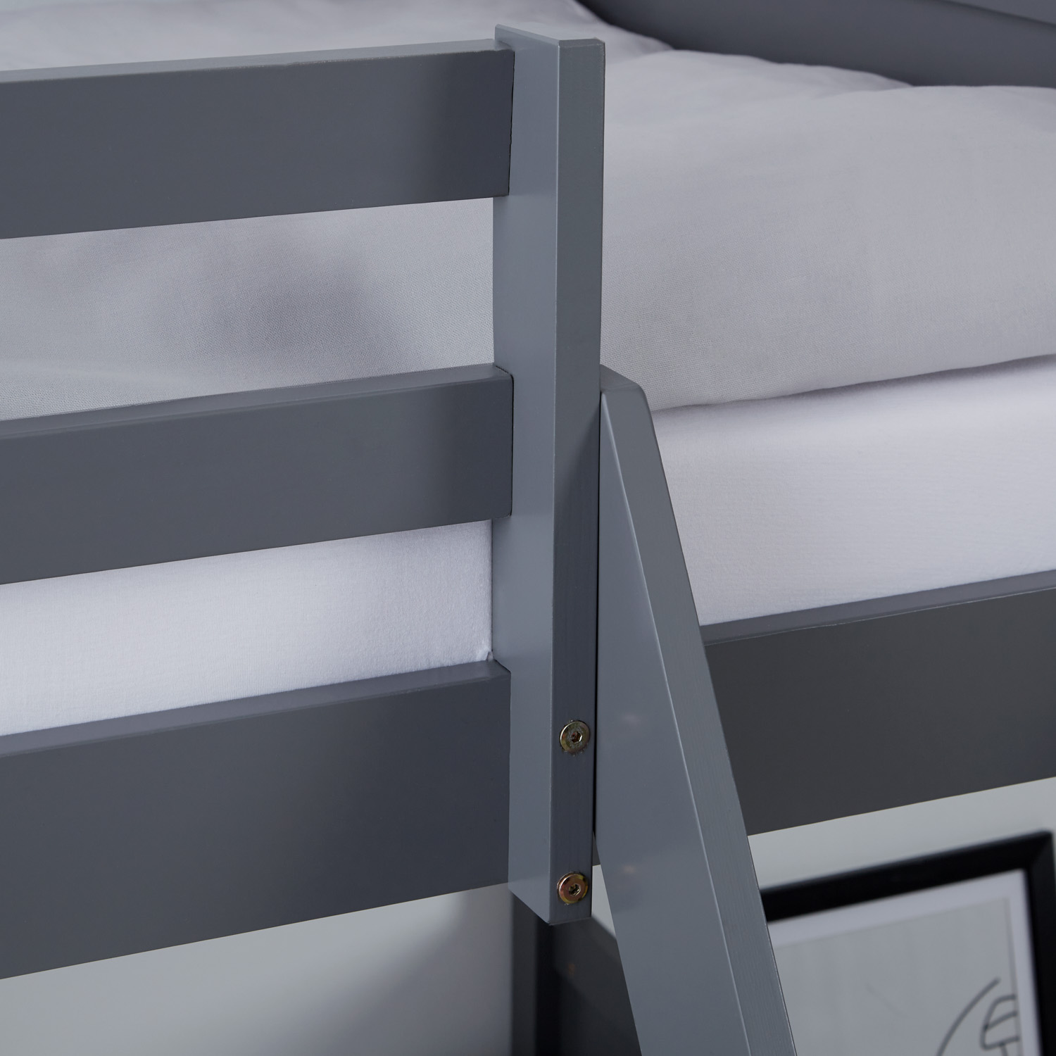 Bunk Bed with 2 Mattresses 90x200 and 140x200 cm Kids Bed Grey Wood Cabin Bed High Sleeper Bed Loft Bed Childrens Bed Twin Bed