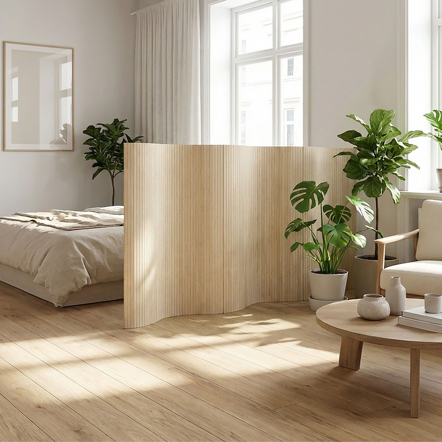 Paravent Bamboo Height 145 cm Nature | Room Divider | Partition Privacy Screen