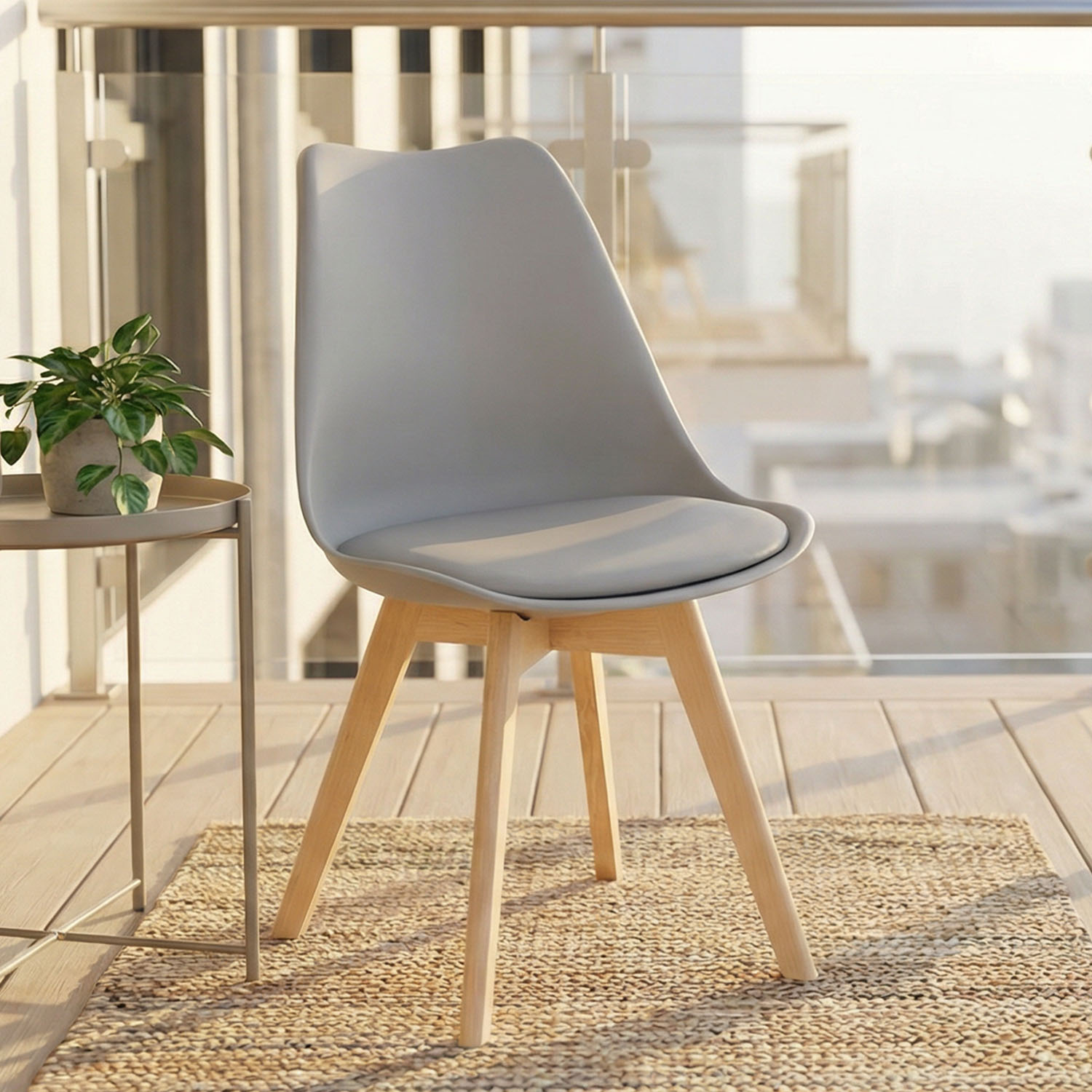 Küchenstühle Grau 2er Set – Modern mit Holzbeinen
