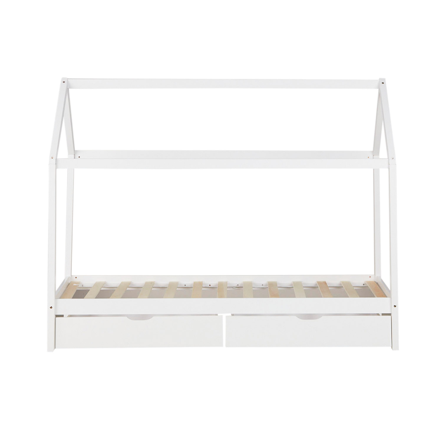Childrens Bed House Bed Frame For Kids 90x200 cm White With Drawers